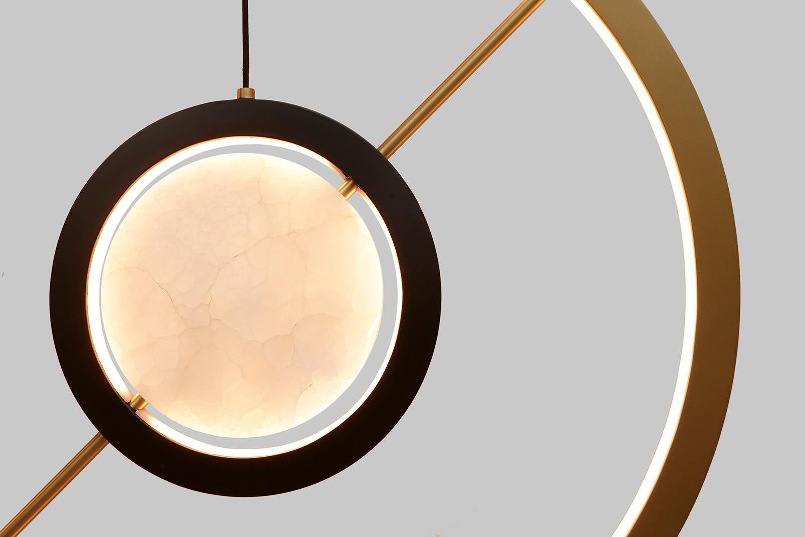 Hubert Pendant Contemporary Light in Brass and Onyx For Sale 11