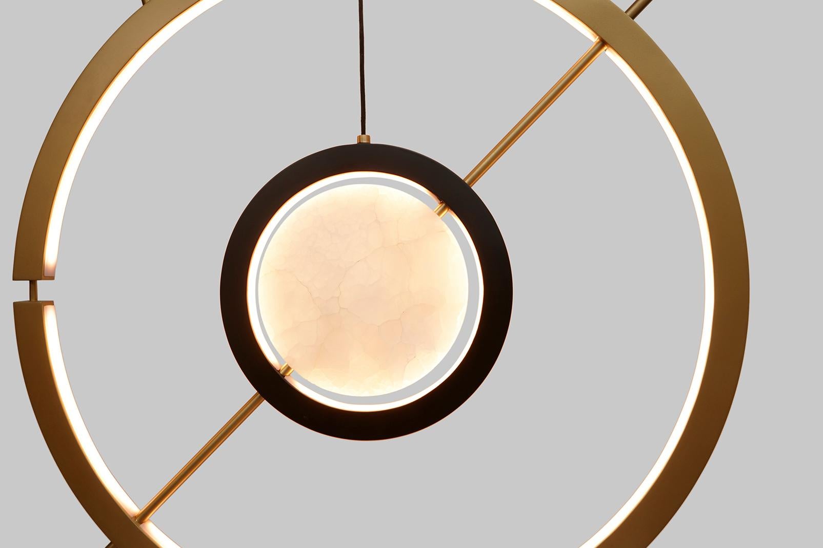 Hubert Pendant Contemporary Light in Brass and Onyx For Sale 12