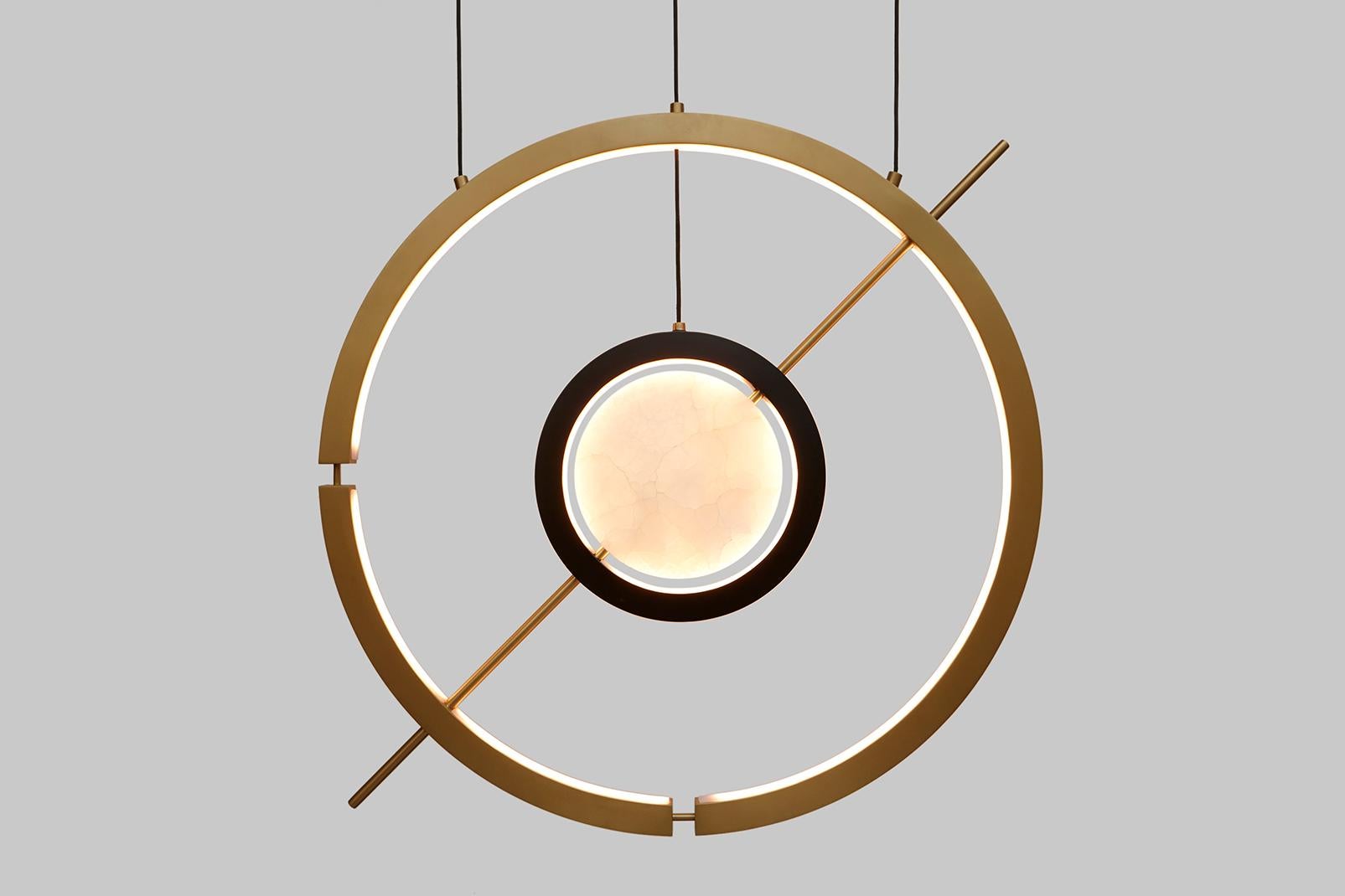 Hubert Pendant Contemporary Light in Brass and Onyx 13