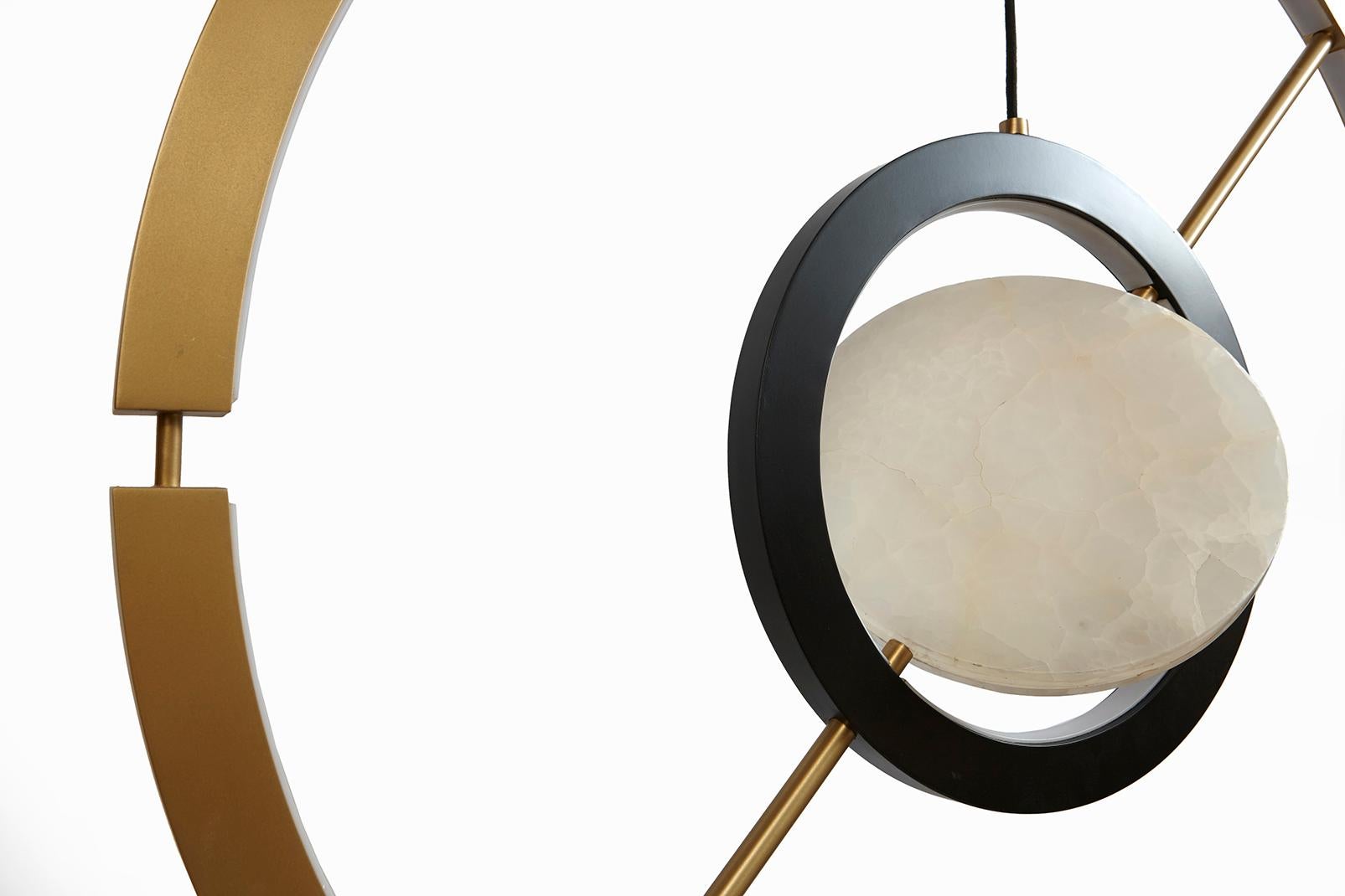 Hubert Pendant Contemporary Light in Brass and Onyx In New Condition For Sale In London, GB