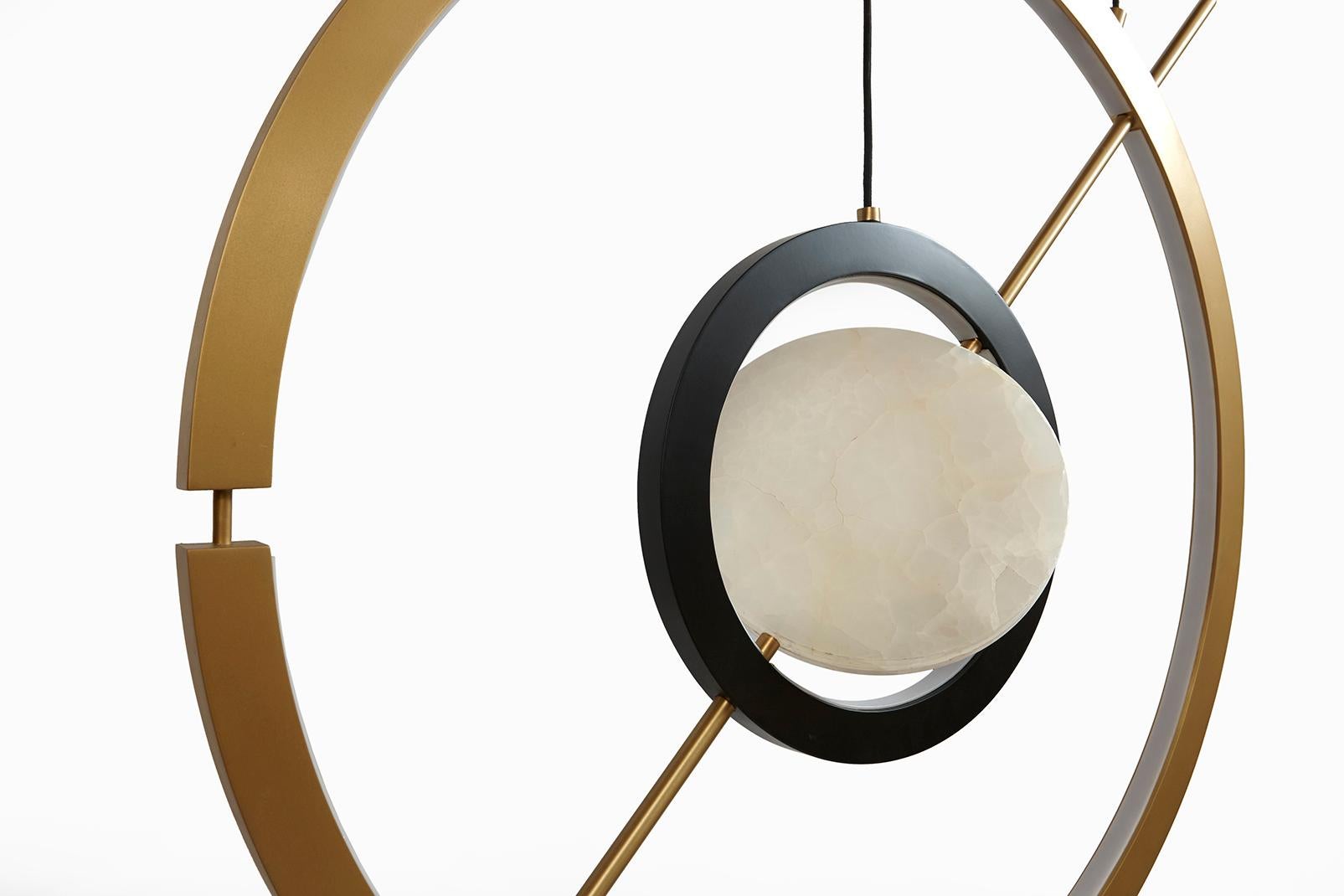 Hubert Pendant Contemporary Light in Brass and Onyx For Sale 1