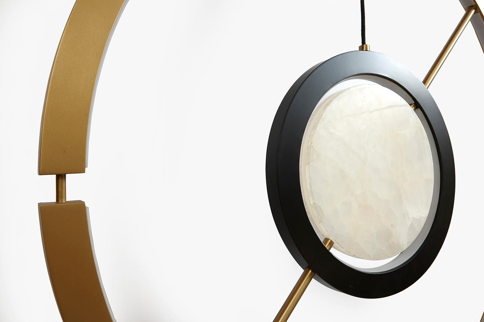 Hubert Pendant Contemporary Light in Brass and Onyx For Sale 2