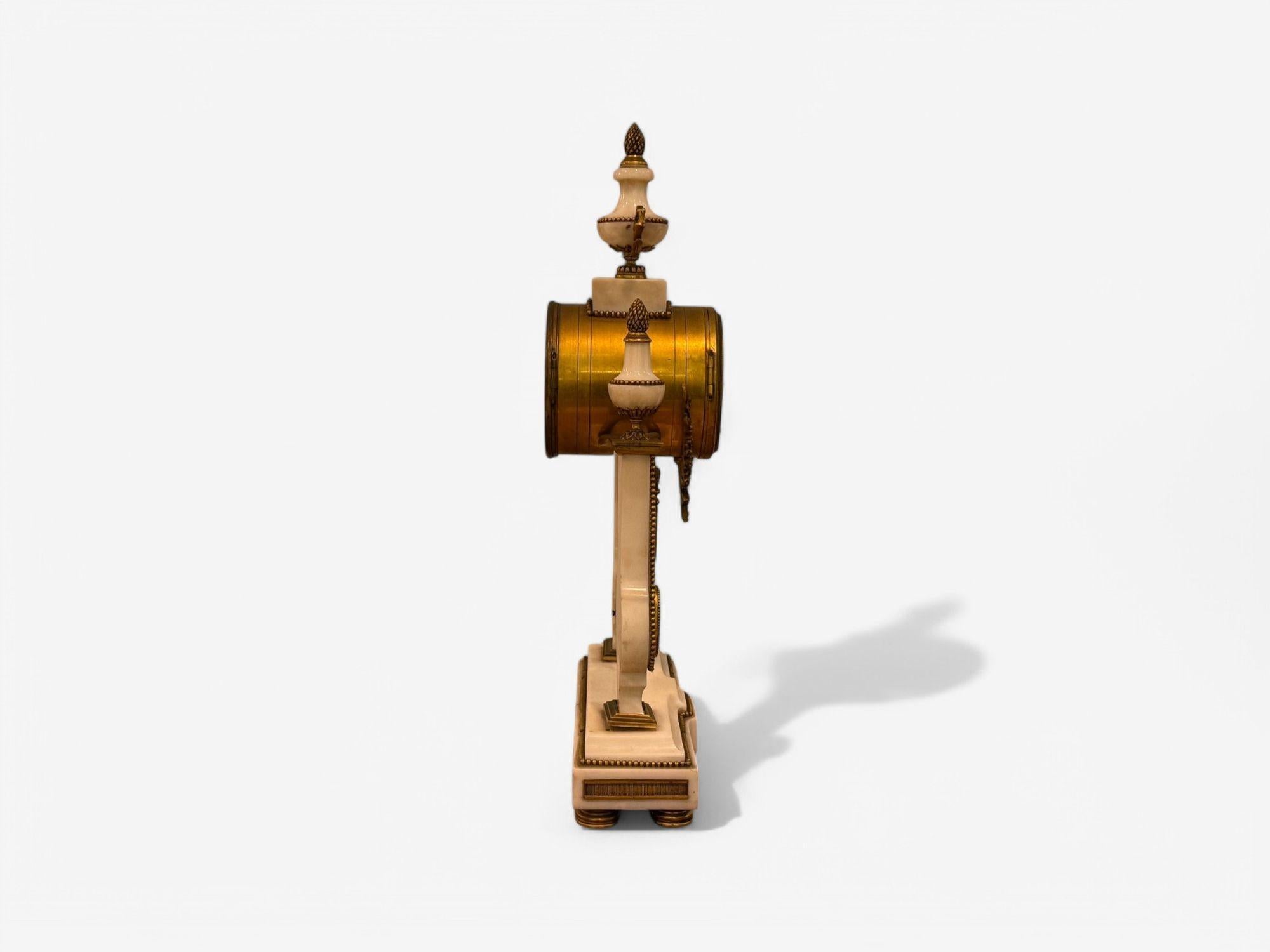 Hubert Sarton Style, Louis XVI, Porcelain, Bronze, Marble, Mantle Clock, 19th C. For Sale 5