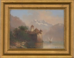 Hubert Sattler (1817-1904) - Signed Mid 19th Century Oil, Chillon Castle