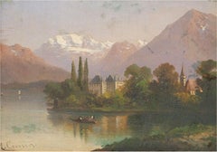 Hubert Sattler (1817-1904) - Signed Mid 19th Century Oil, Oberhofen Castle