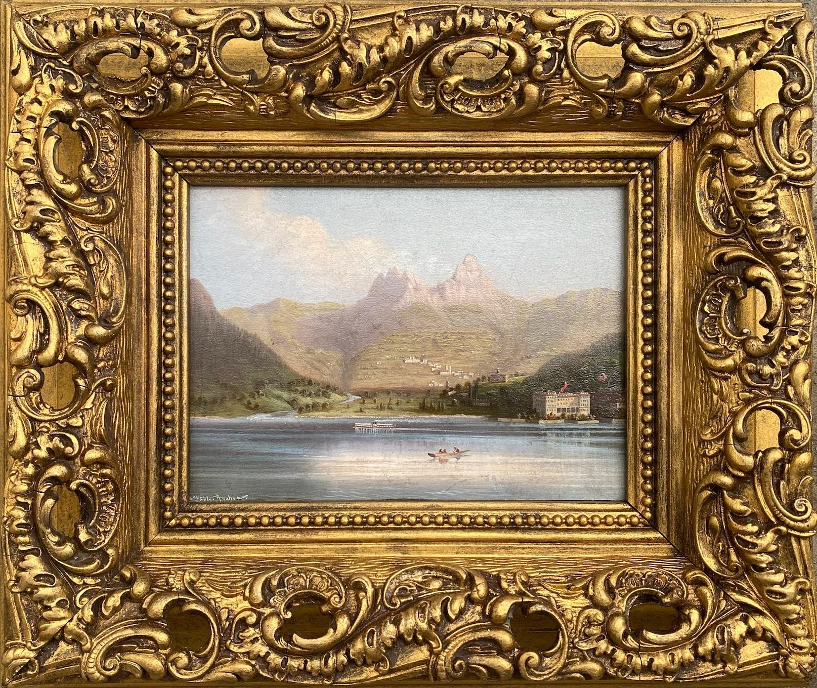 A mountain lake summer holiday: boating on Lake Lucerne Swiss majestic miniature