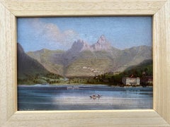 Antique Mountain and lake a fresh Swiss summer holiday, boats on Lake Lucerne miniature 