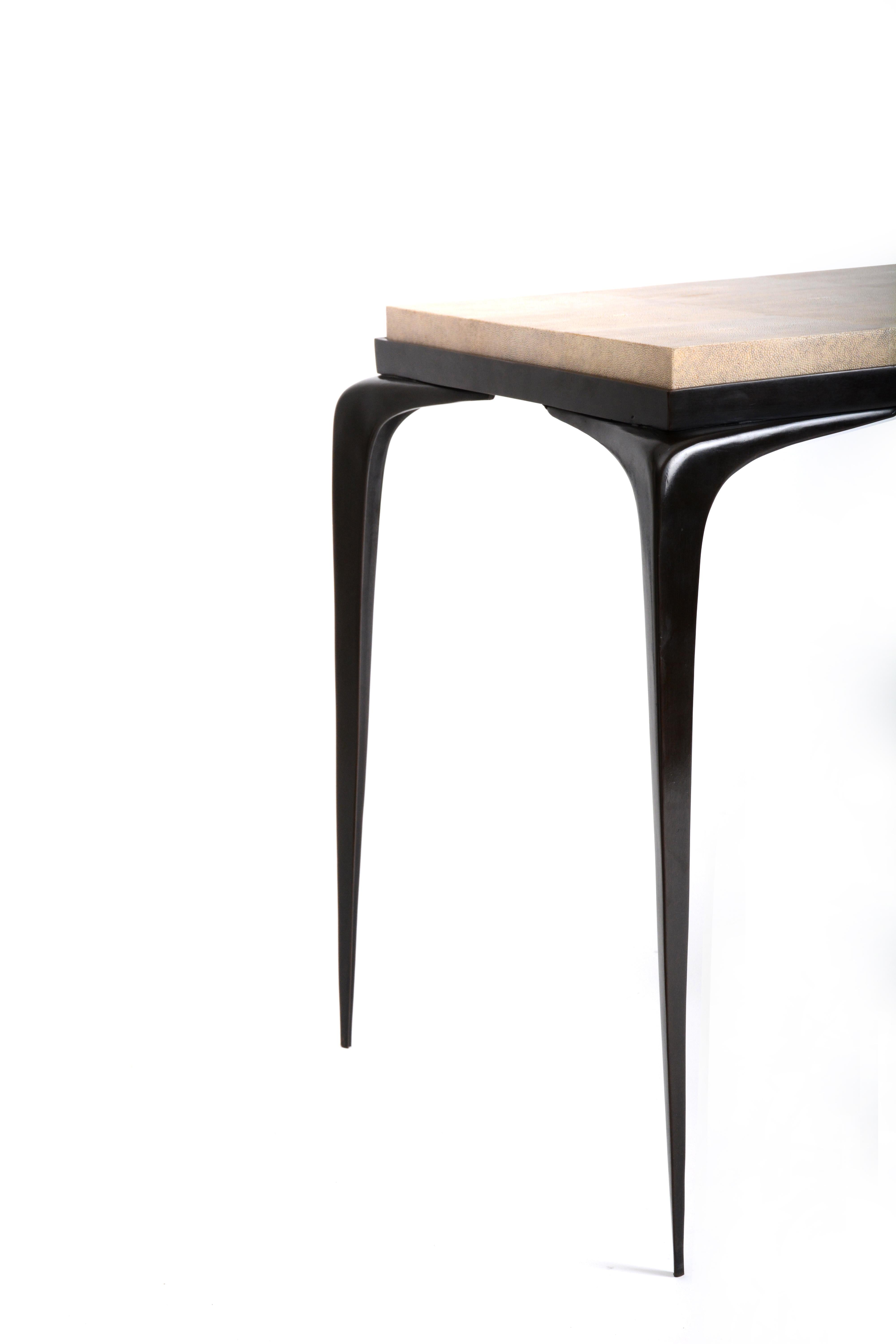 Modern Hubert Table, Large, in Cast Bronze and Shagreen from Elan Atelier For Sale