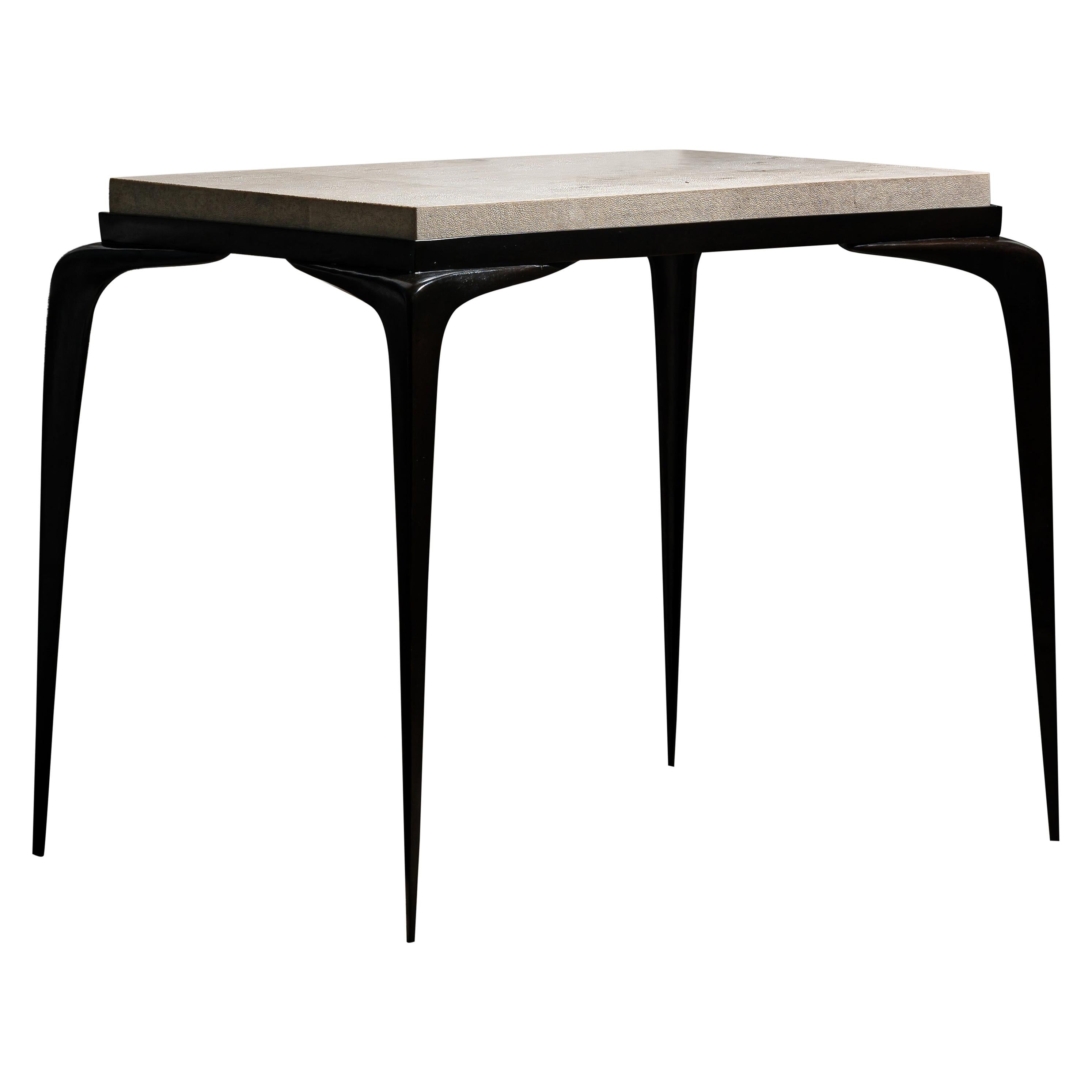 Hubert Table, Large, in Cast Bronze and Shagreen from Elan Atelier For Sale