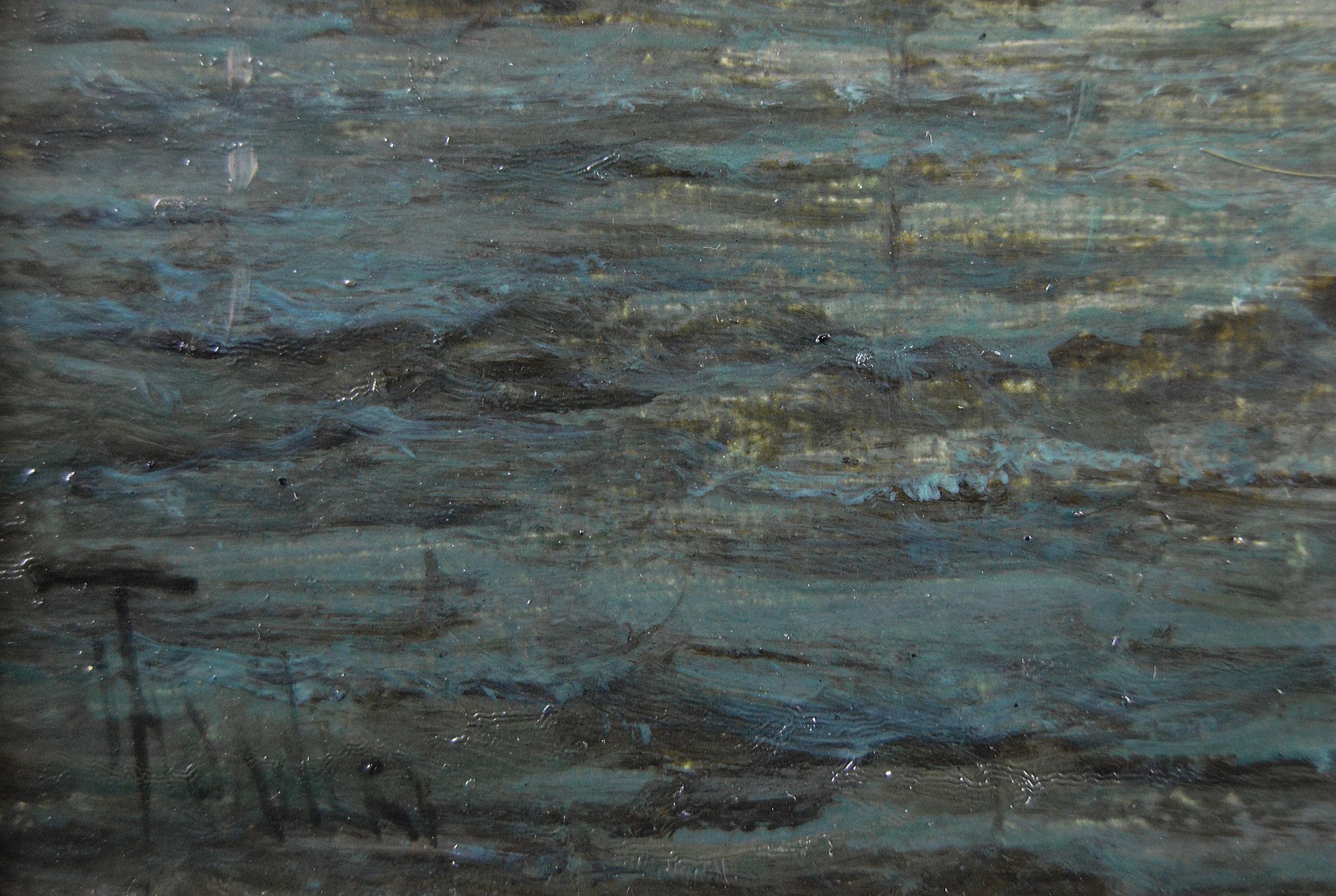 19th Century pair of seascape oil paintings of shipping on the Medway For Sale 1