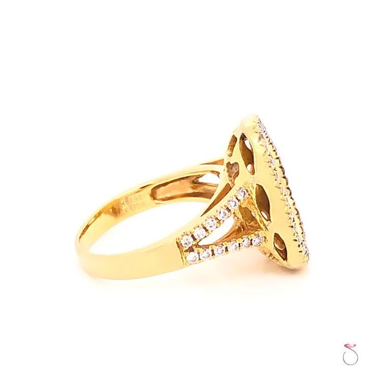 Rough Cut Hubert Yellow Diamond Halo Ring in 18k Yellow Gold, Slice Diamond Center For Sale