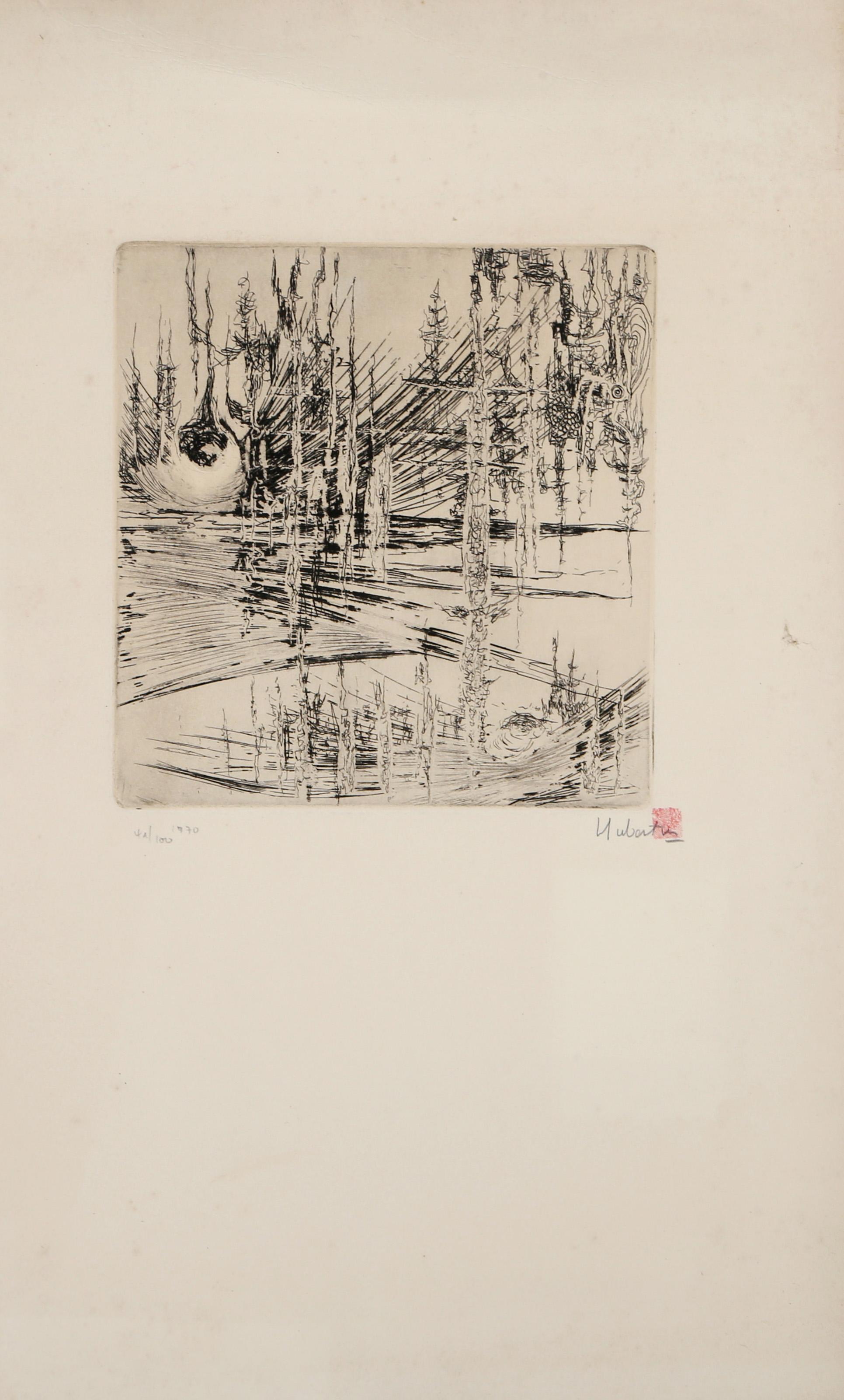 Linee elettriche incantate, acquaforte surrealista di Hubertus Von Pilgrim in vendita 2