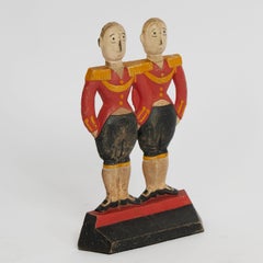 Art Deco Cast Iron Double Footmen Doorstop by Hubley Anne Fish