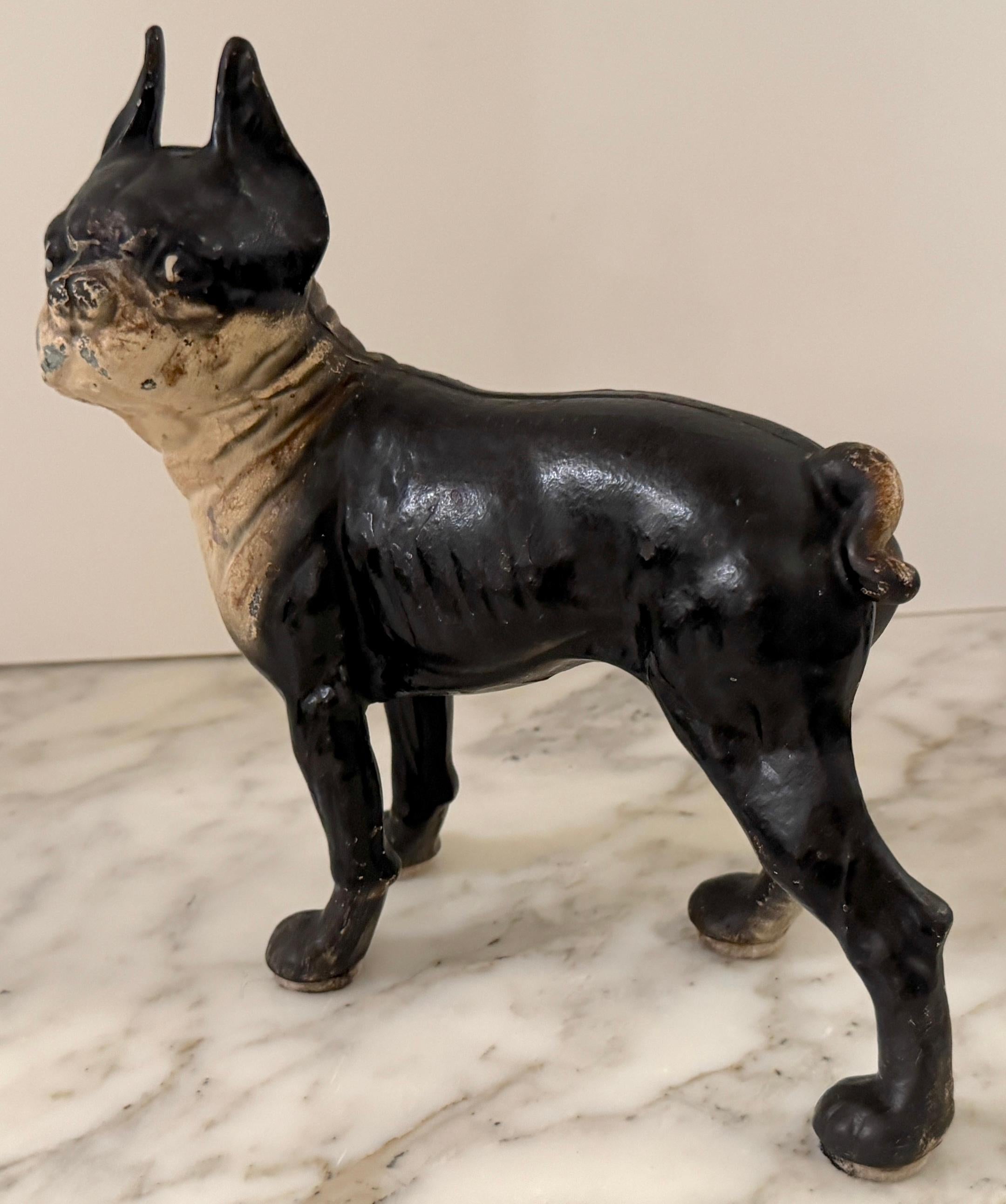 Tope de puerta de hierro fundido Hubley Boxer / Boston Terrier 'Tamaño cachorro', Circa 1930 en venta 4