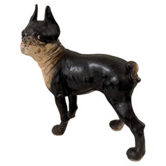 Hubley Cast Iron Boxer / Boston Terrier 'Puppy Size' Türstopper aus Gusseisen, um 1930