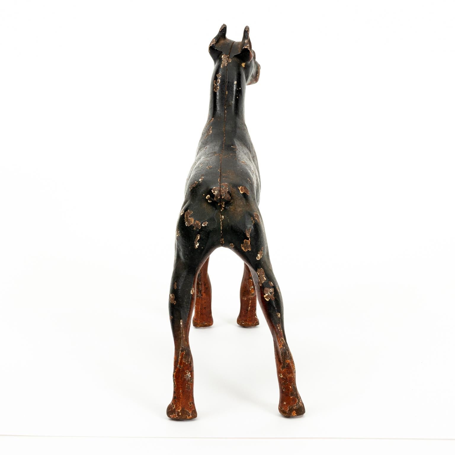 20th Century Hubley Cast Iron Doberman Pinscher Doorstop Statue