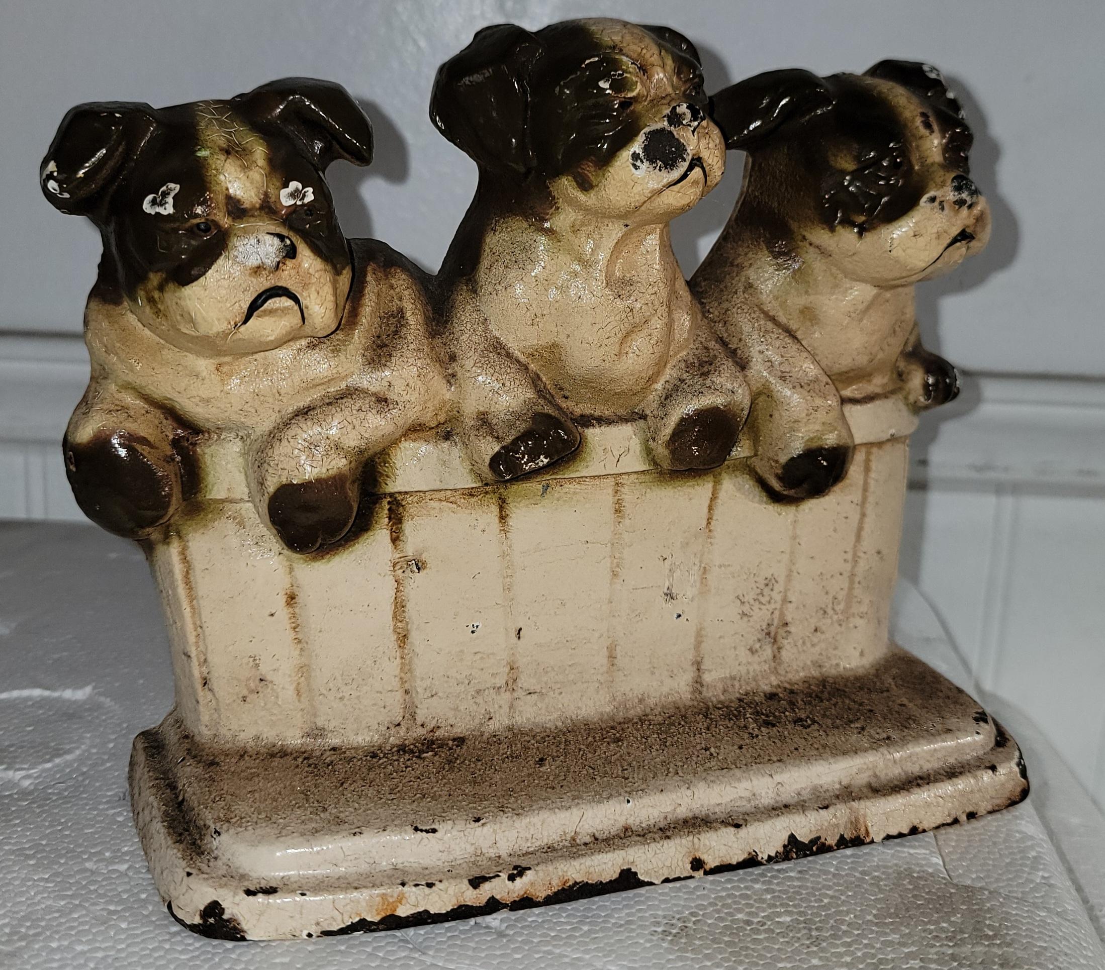 Original painted Hubley  cast iron door stop in great condition.Minor chips in the paint.