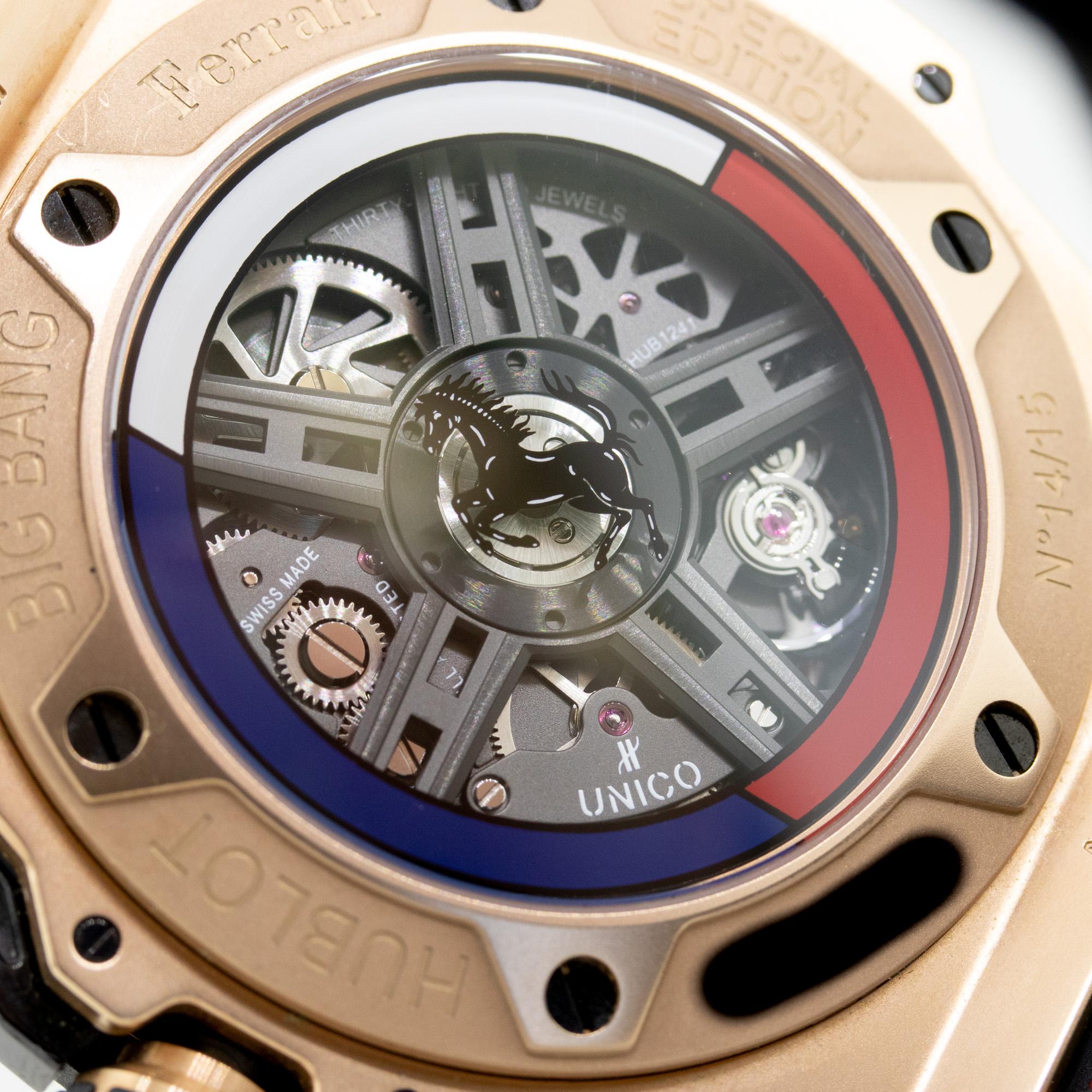 Men's Hublot 18 Karat Rose Gold Big Bang UNICO Ferrari Special Edition Watch
