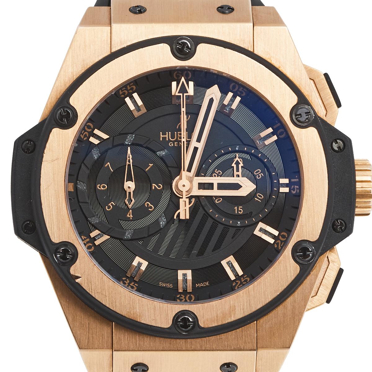 Contemporary Hublot 18k Rose Gold Rubber King Power Limited Edition Men's Wristwatch 48 mm