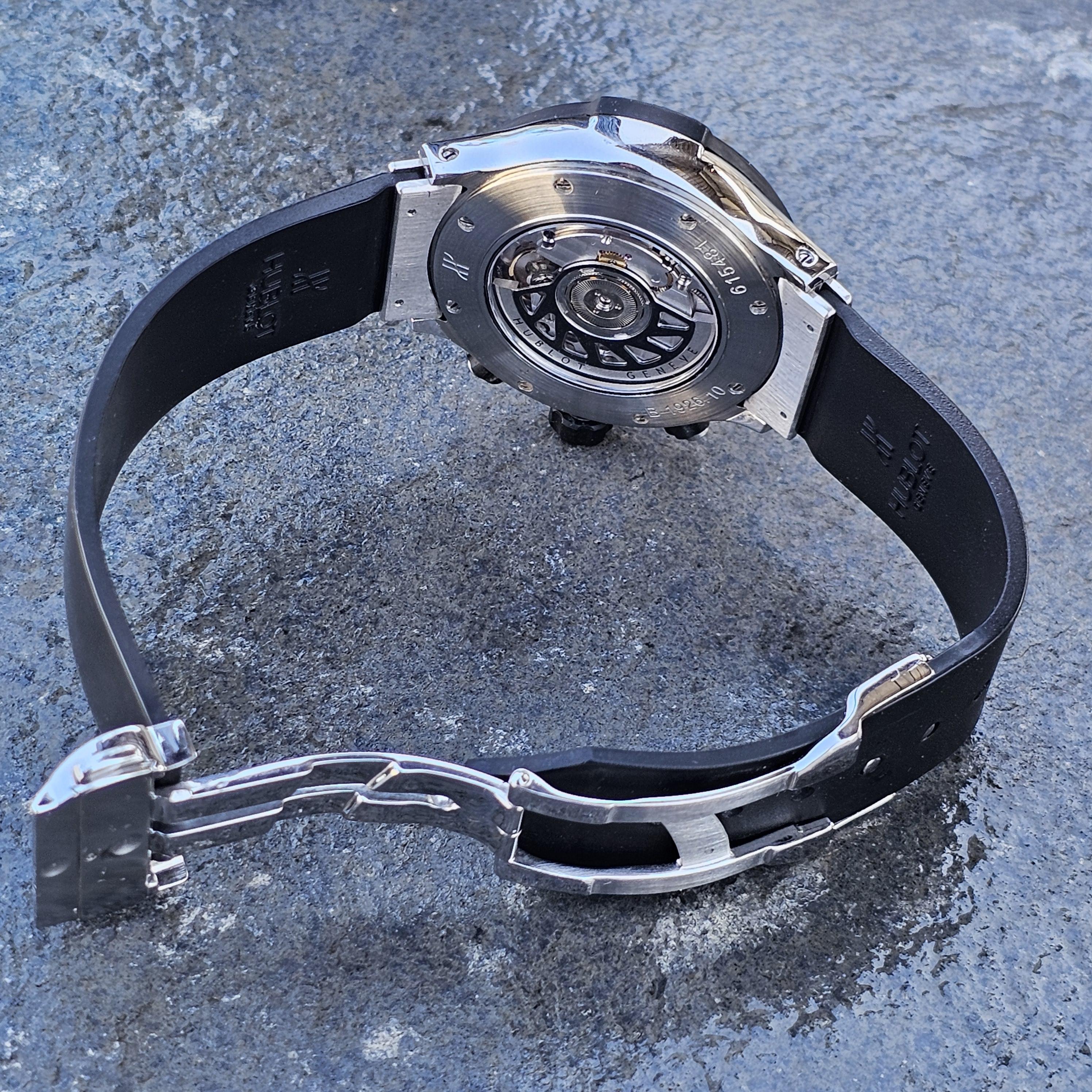 Hublot 1926.10 Super B Black Magic Chrono Automatic Watch Flyback Rubber Strap 1