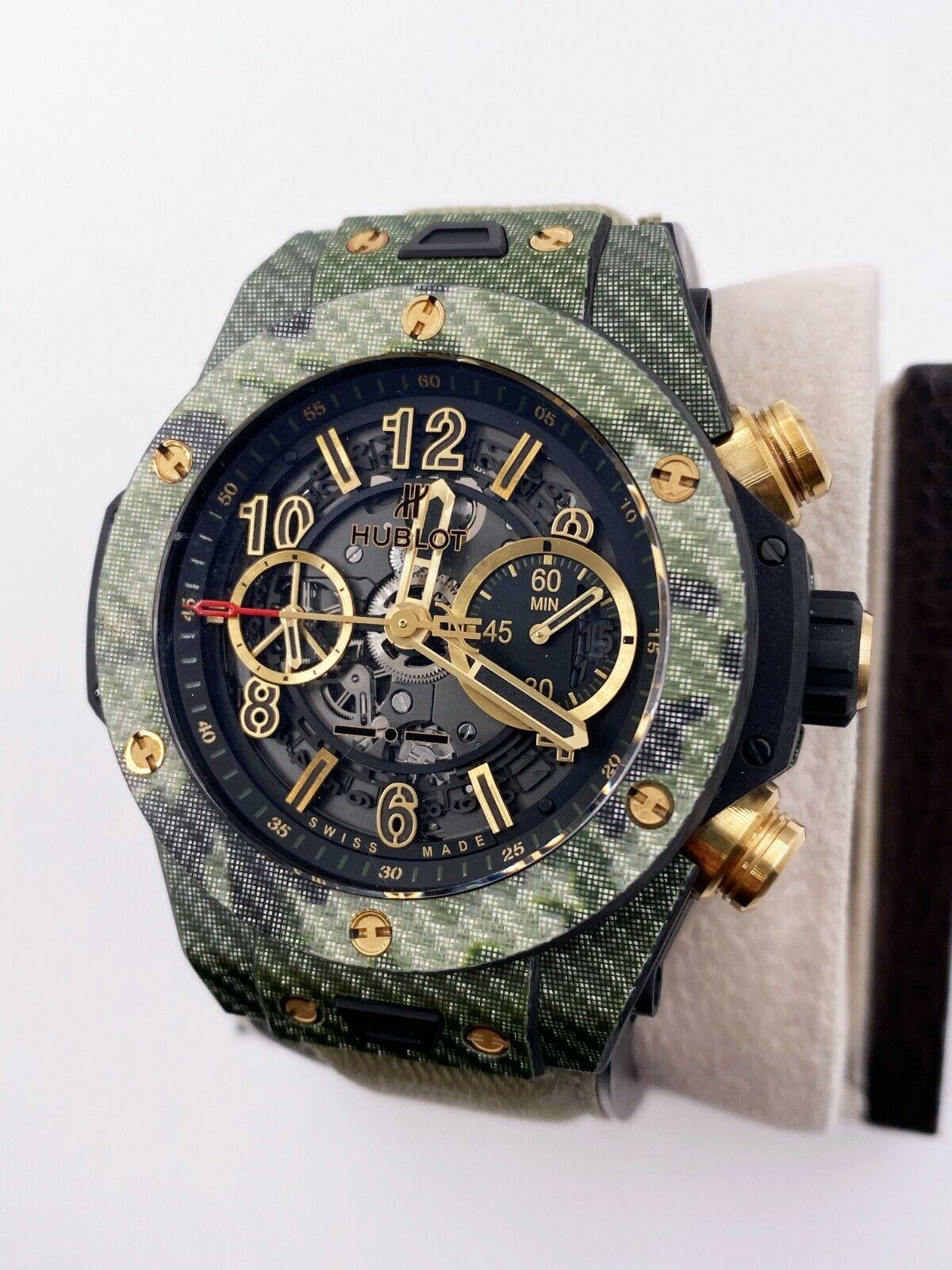 Hublot 45mm Big Bang Unico Chronograph 411.YG.1198.NR.ITI16 Carbon Fiber Camo In Excellent Condition For Sale In San Diego, CA