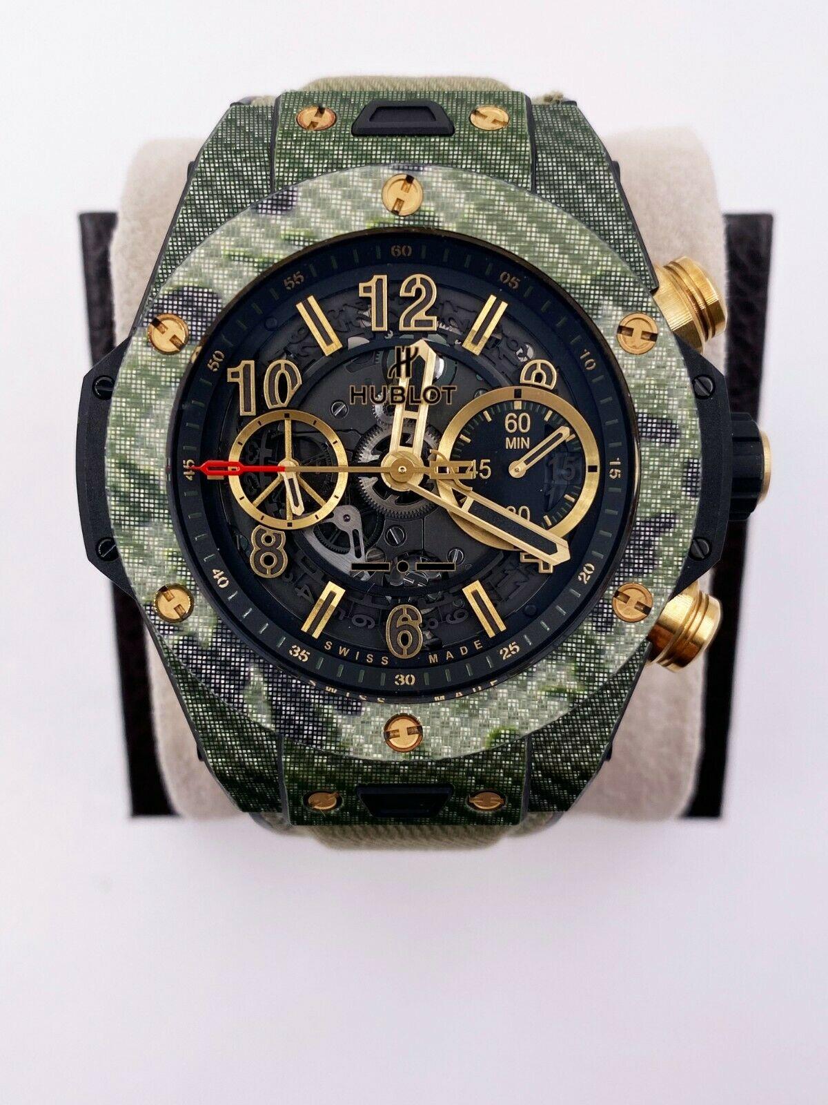 Men's Hublot 45mm Big Bang Unico Chronograph 411.YG.1198.NR.ITI16 Carbon Fiber Camo For Sale