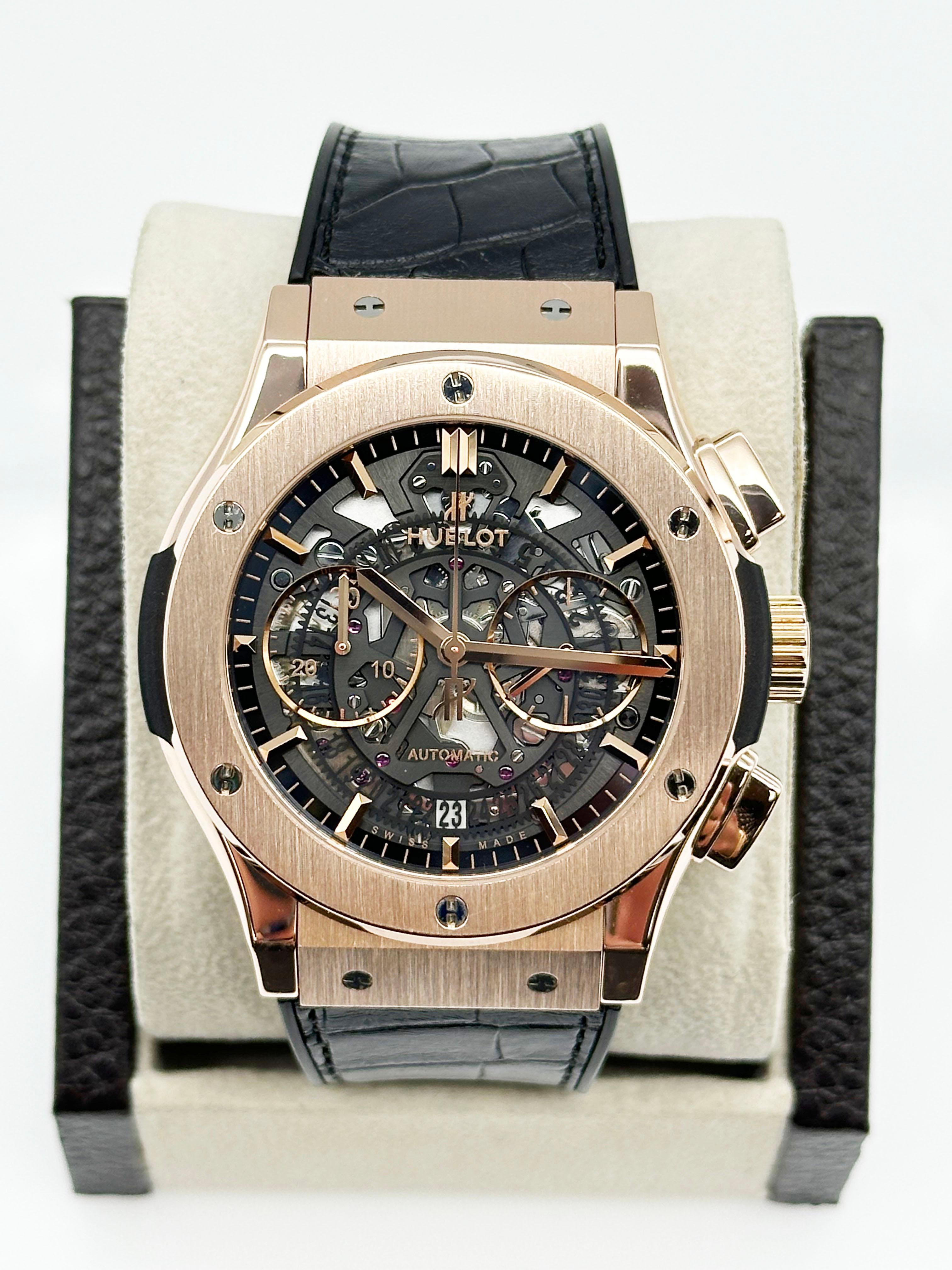 Hublot 525.OX.0180.LR Classic Fusion Aerofusion Chronograph 45mm 18K Rose Gold In Excellent Condition For Sale In San Diego, CA