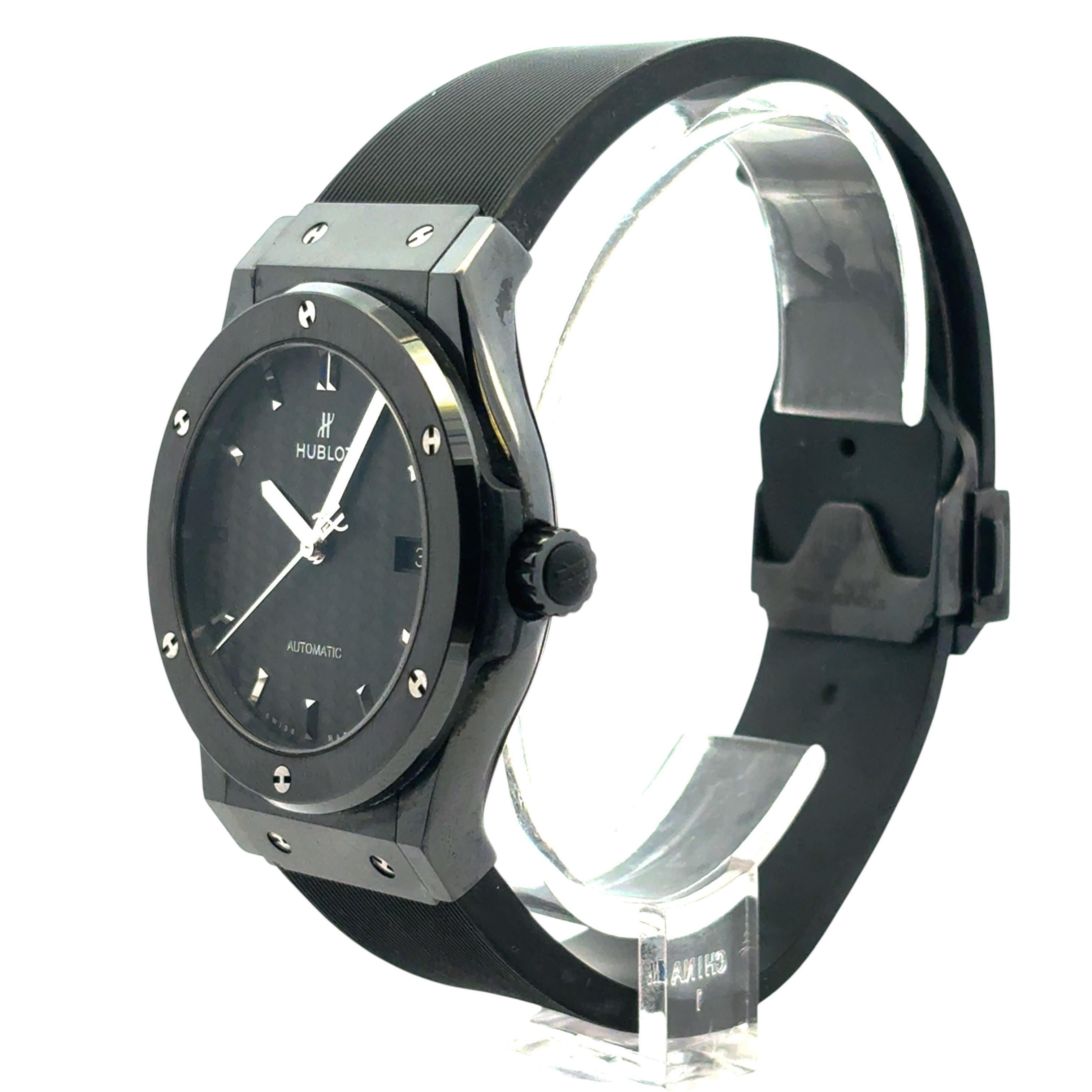 Hublot 565.CM.1771.RX Klassische Fusion Black Magic 38mm Schwarz Carbon Uhr im Angebot 8