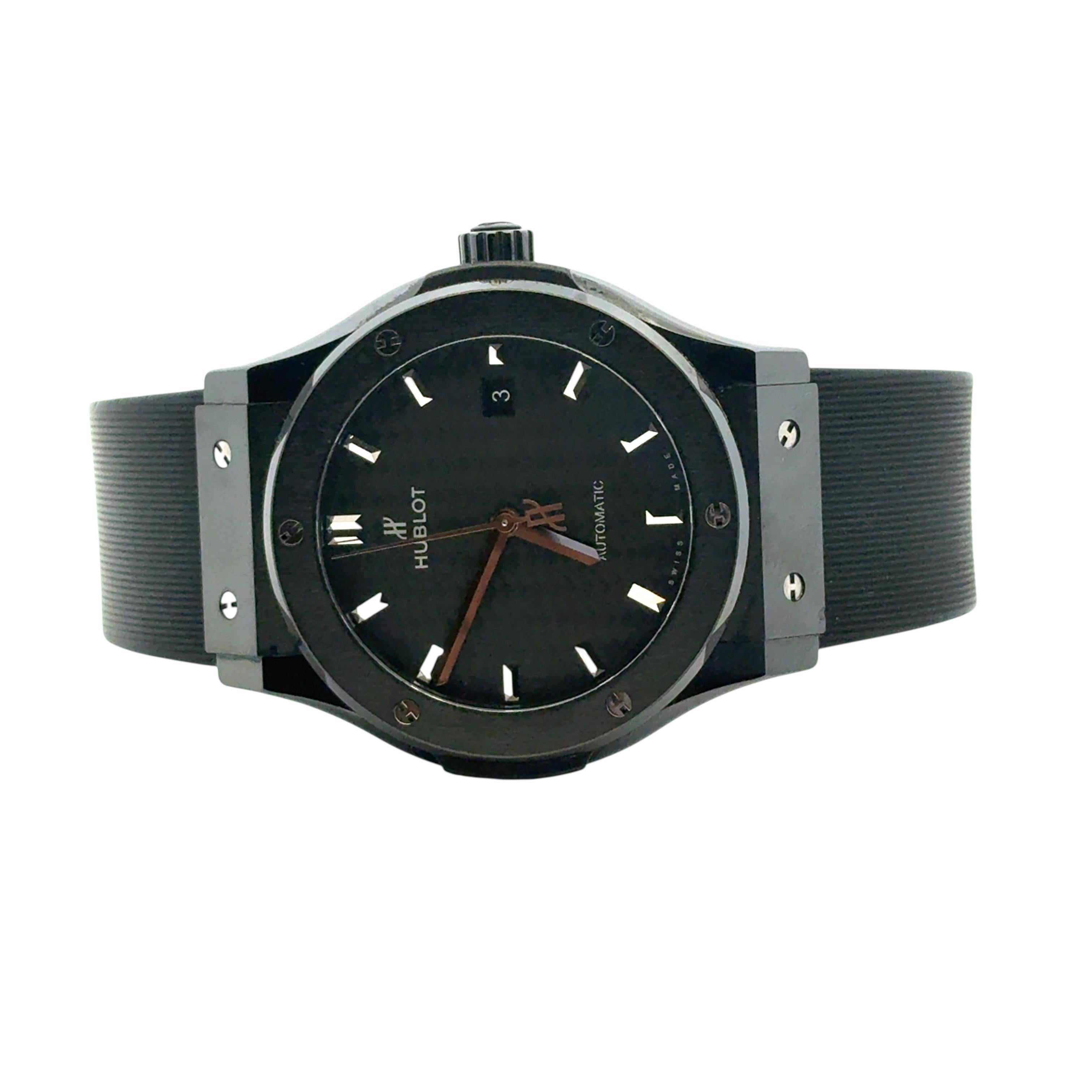 Hublot 565.CM.1771.RX Klassische Fusion Black Magic 38mm Schwarz Carbon Uhr im Angebot 11