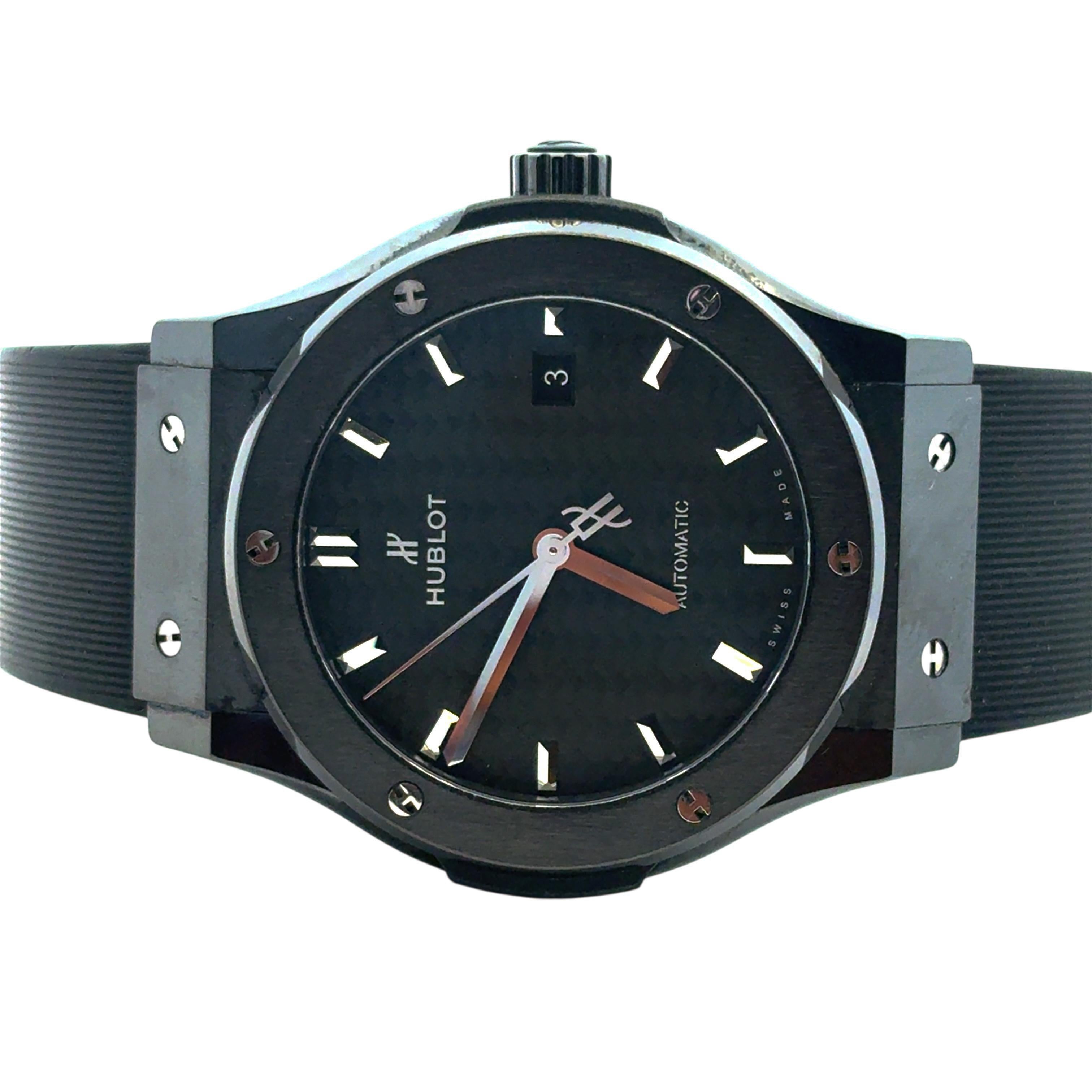 Hublot 565.CM.1771.RX Klassische Fusion Black Magic 38mm Schwarz Carbon Uhr im Angebot 12