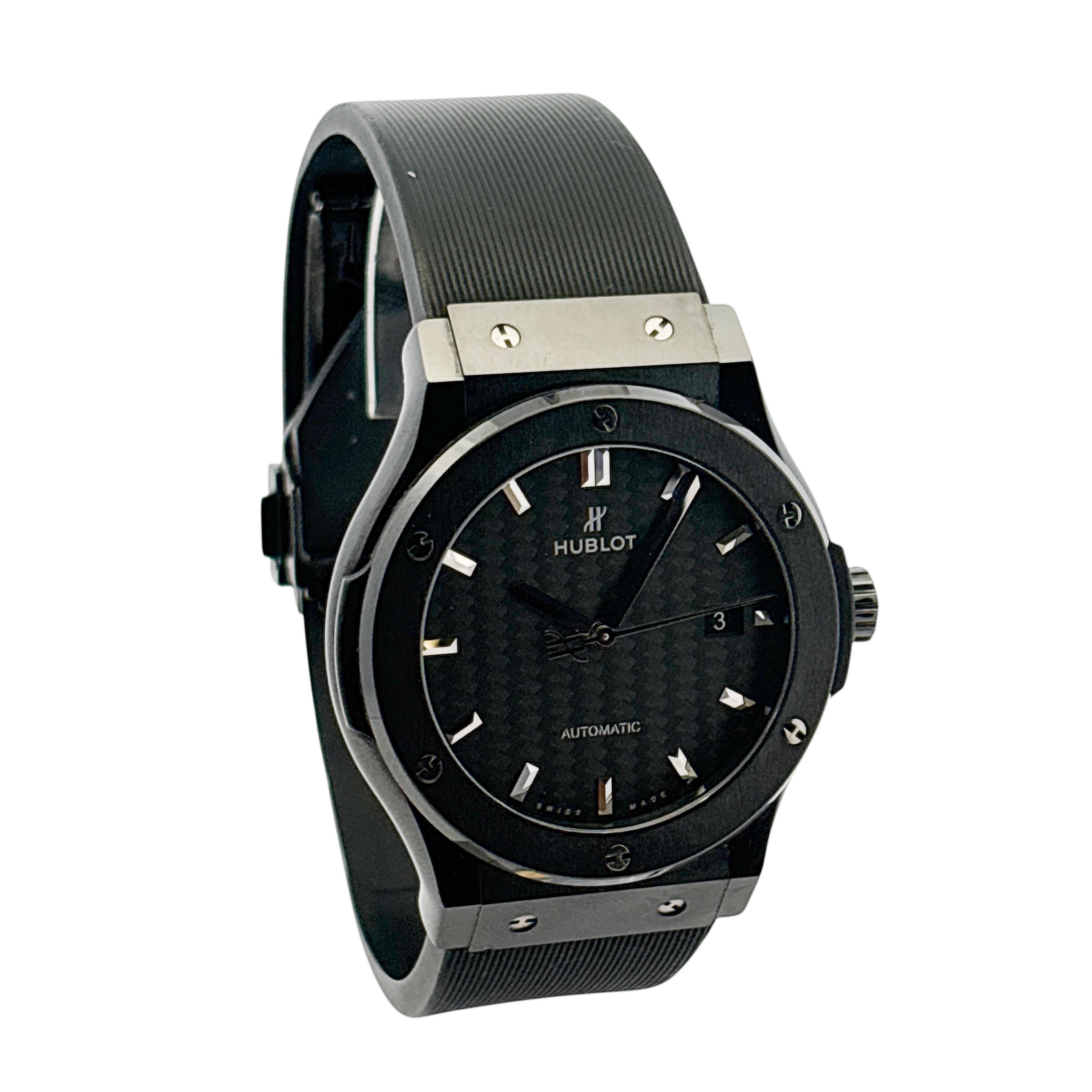 Hublot 565.CM.1771.RX Klassische Fusion Black Magic 38mm Schwarz Carbon Uhr im Angebot 3