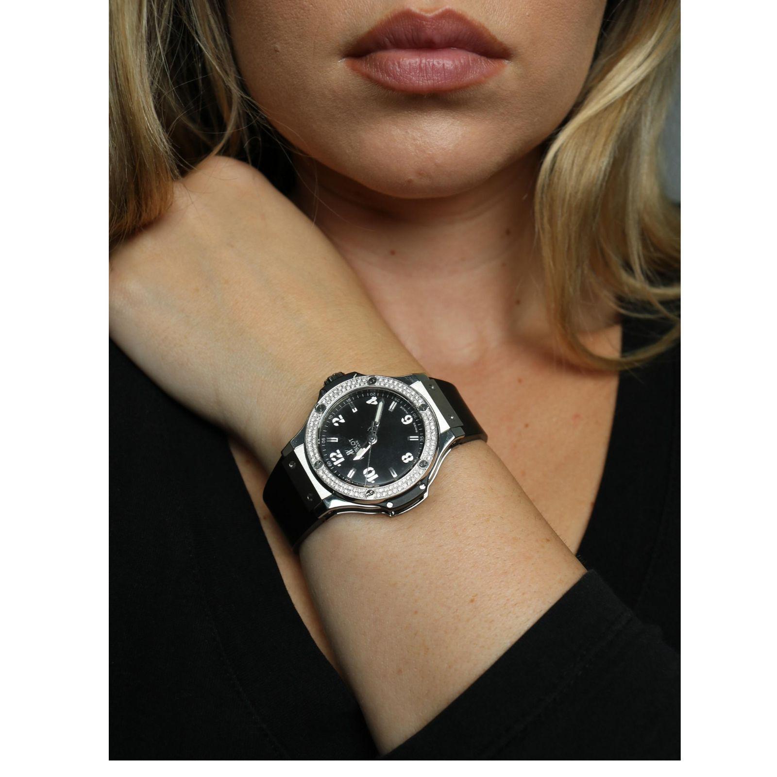 Hublot Big Bang 38mm Acero Bisel Diamante Cuarzo Caucho Correa Moderno en venta