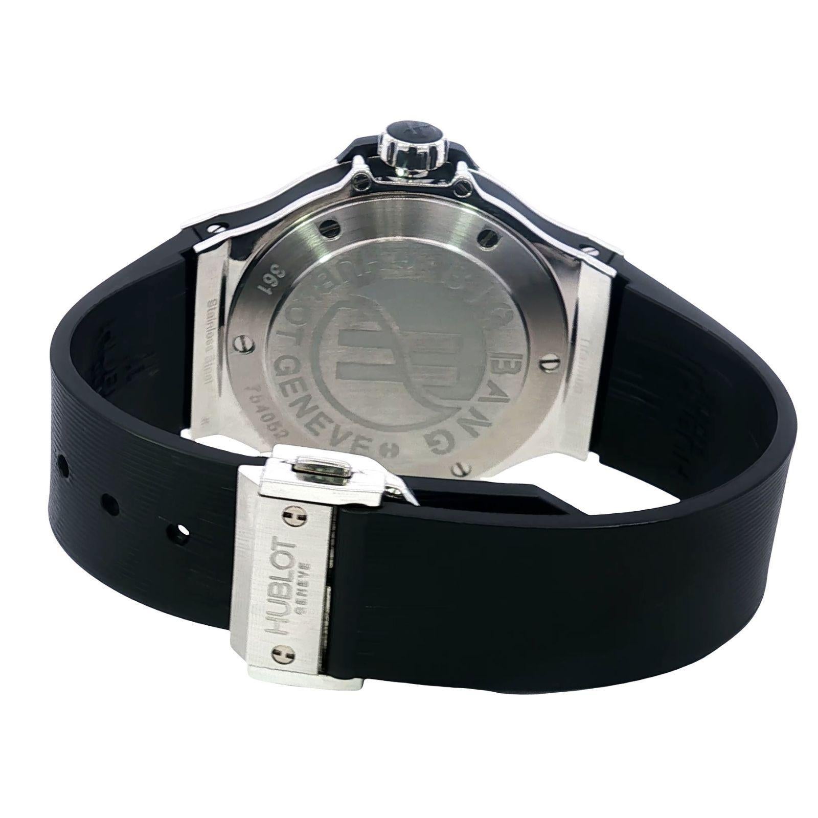 Hublot Big Bang 38mm Acero Bisel Diamante Cuarzo Caucho Correa en venta 2