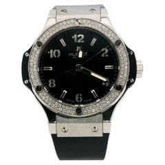 Hublot Big Bang 38mm Steel Diamond Bezel Quartz Rubber Strap