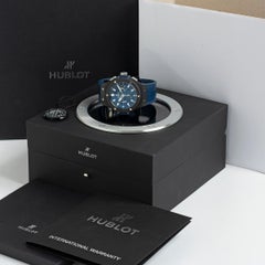Used Hublot Big Bang Blue Chronograph Wristwatch. Ceramic Case/Bezel. Exhibition C/B.