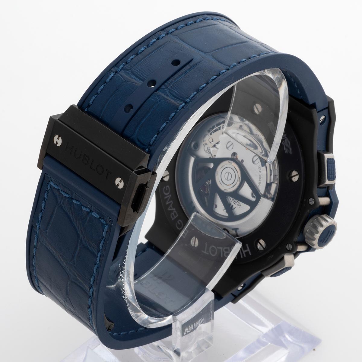Hublot Big Bang Blue Chronograph Wristwatch. Ceramic Case/Bezel. Exhibition C/B. 1