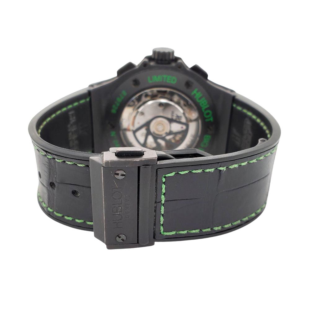 Hublot Big Bang Chronograph 44mm Green Limited Edition Ceramic Watch In Excellent Condition For Sale In New York, NY