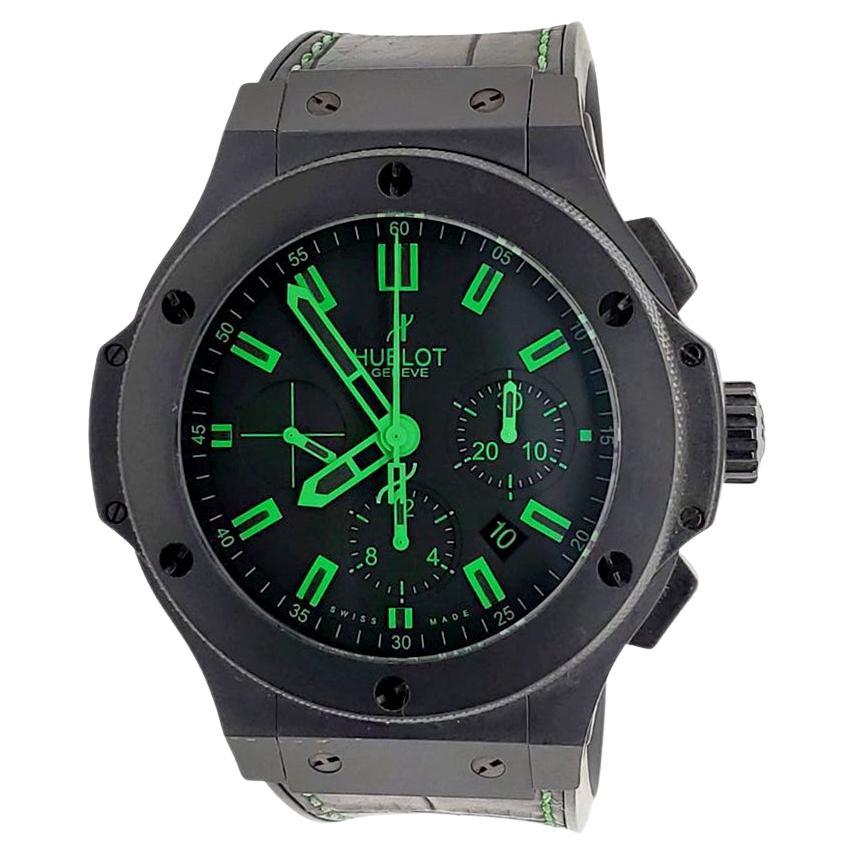 Hublot Big Bang Chronograph 44mm Green Limited Edition Ceramic Watch For Sale