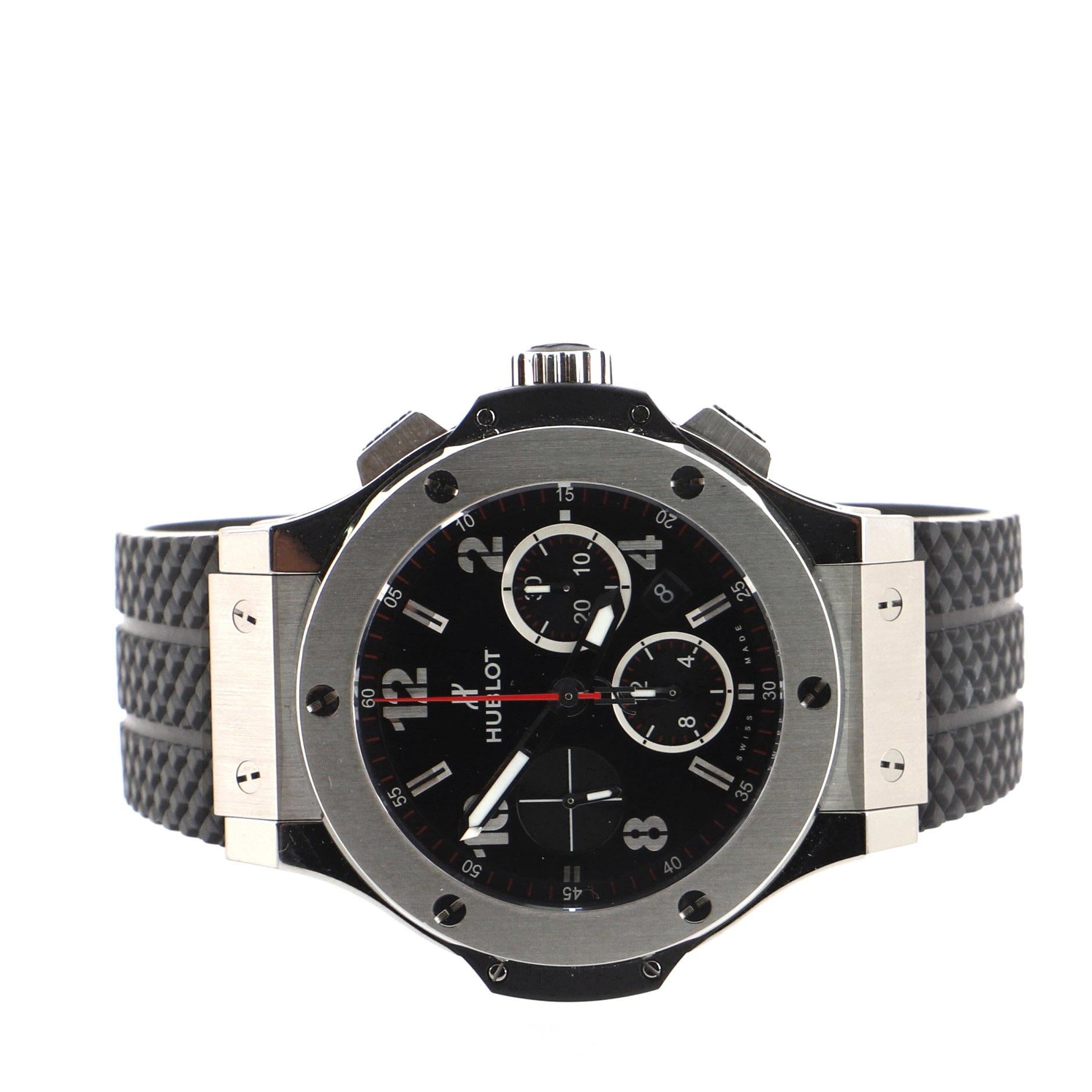 Hublot Big Bang Chronograph Automatic Watch Stainless Steel and Rubber 44 In Good Condition In New York, NY