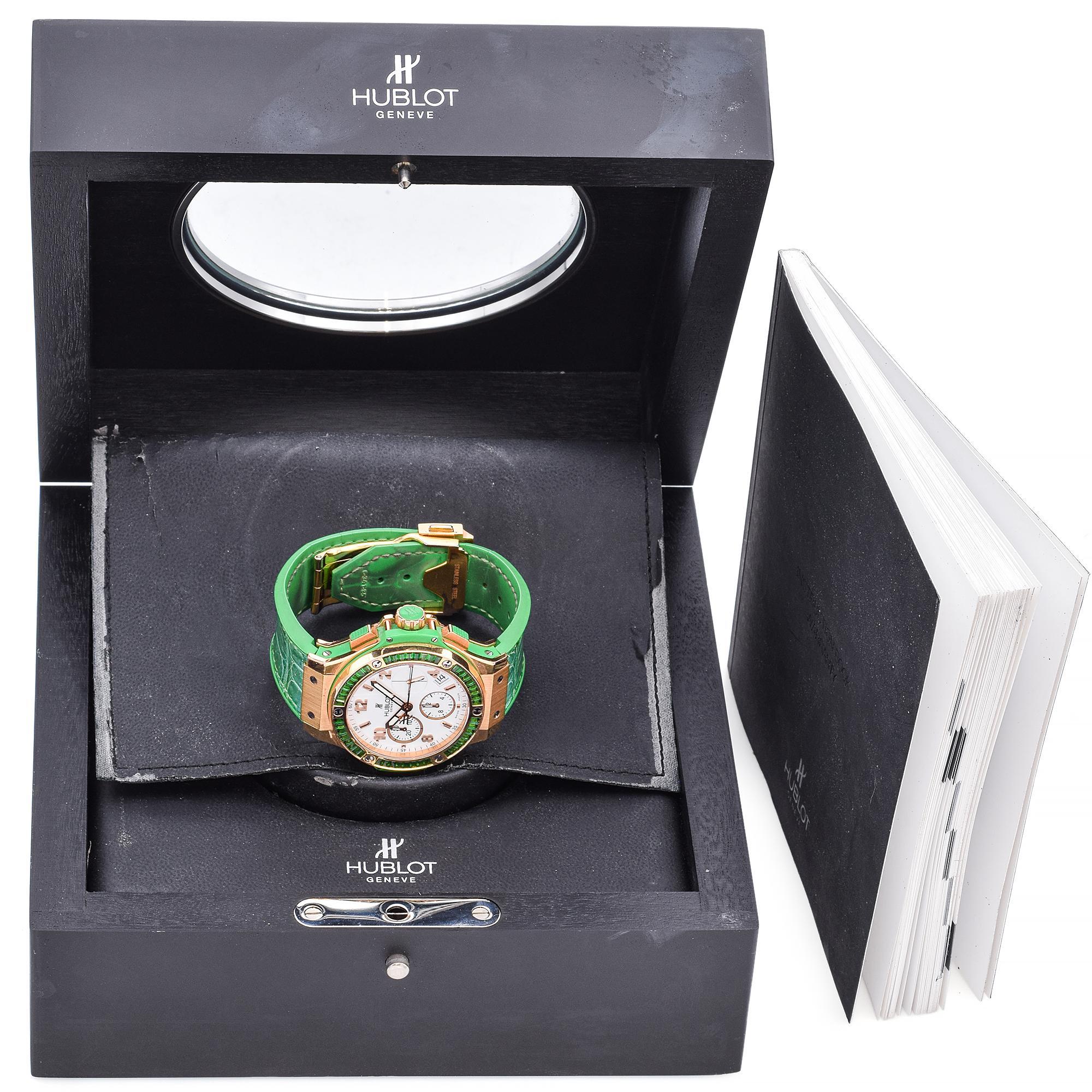 Taille baguette Hublot Big Bang Chronograph Tutti Frutti 341.PG.2010.LR.1922 Montre tsavorite