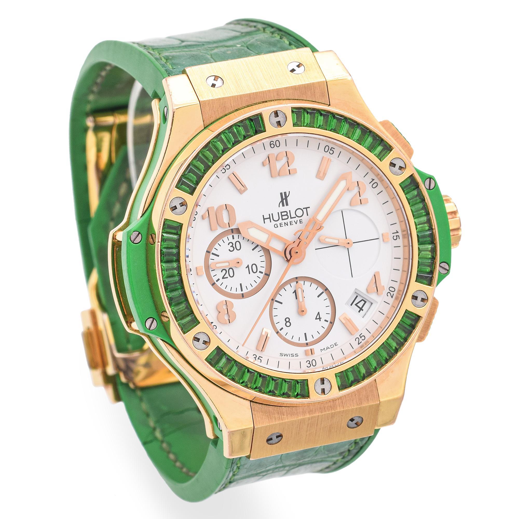 Hublot Big Bang Chronograph Tutti Frutti 341.PG.2010.LR.1922 Montre tsavorite Excellent état à New York, NY