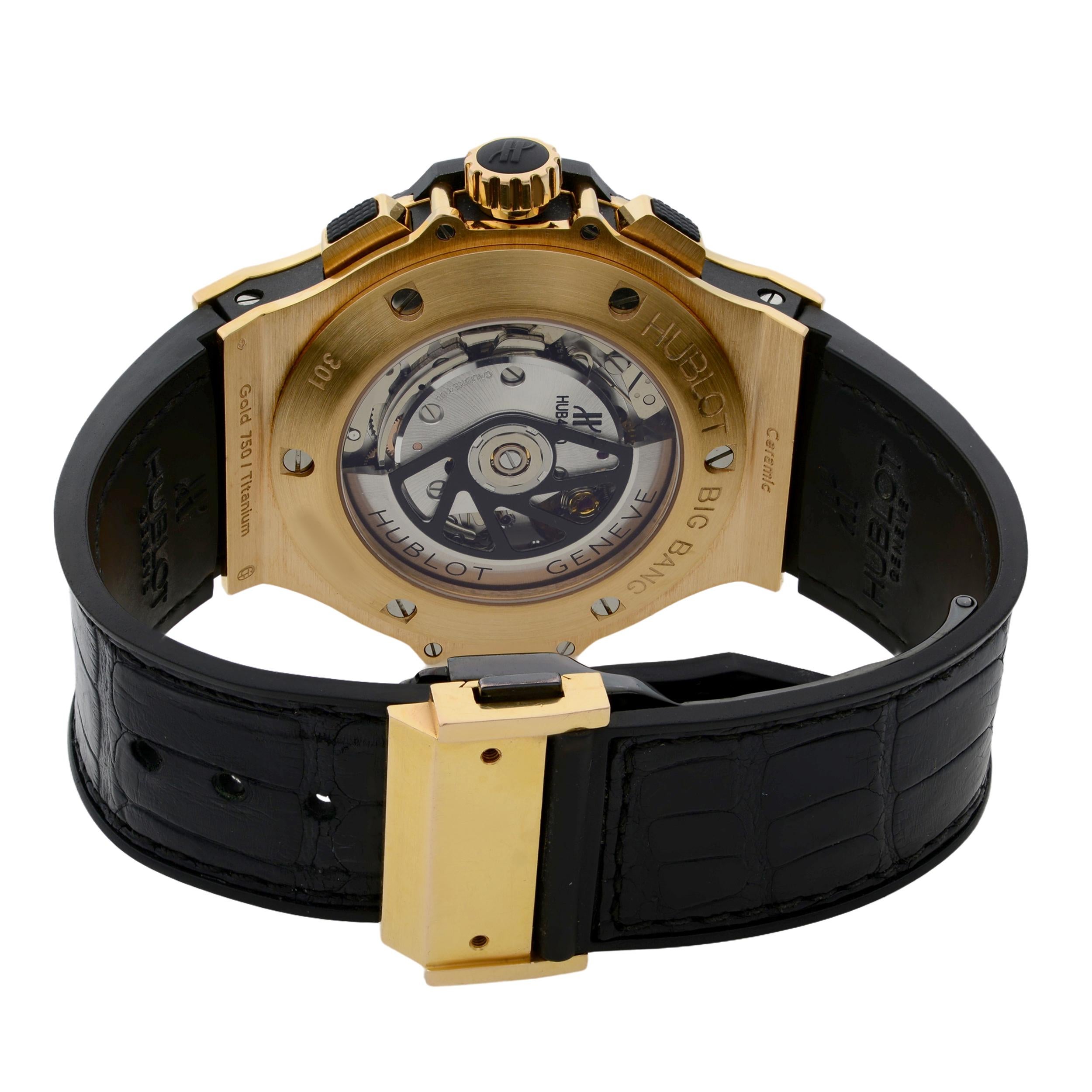 Hublot Big Bang Evolution 18K Gold Ceramic Black Dial Men Watch 301.PB.131.RX In Good Condition In New York, NY