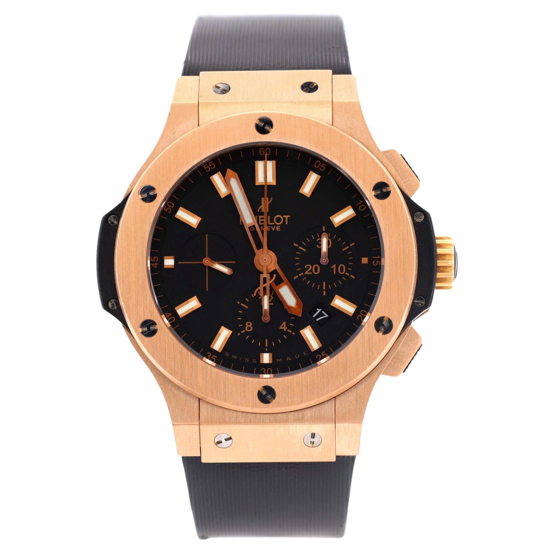 Hublot Big Bang Evolution Chronograph Automatic Watch Rose Gold and Rubber