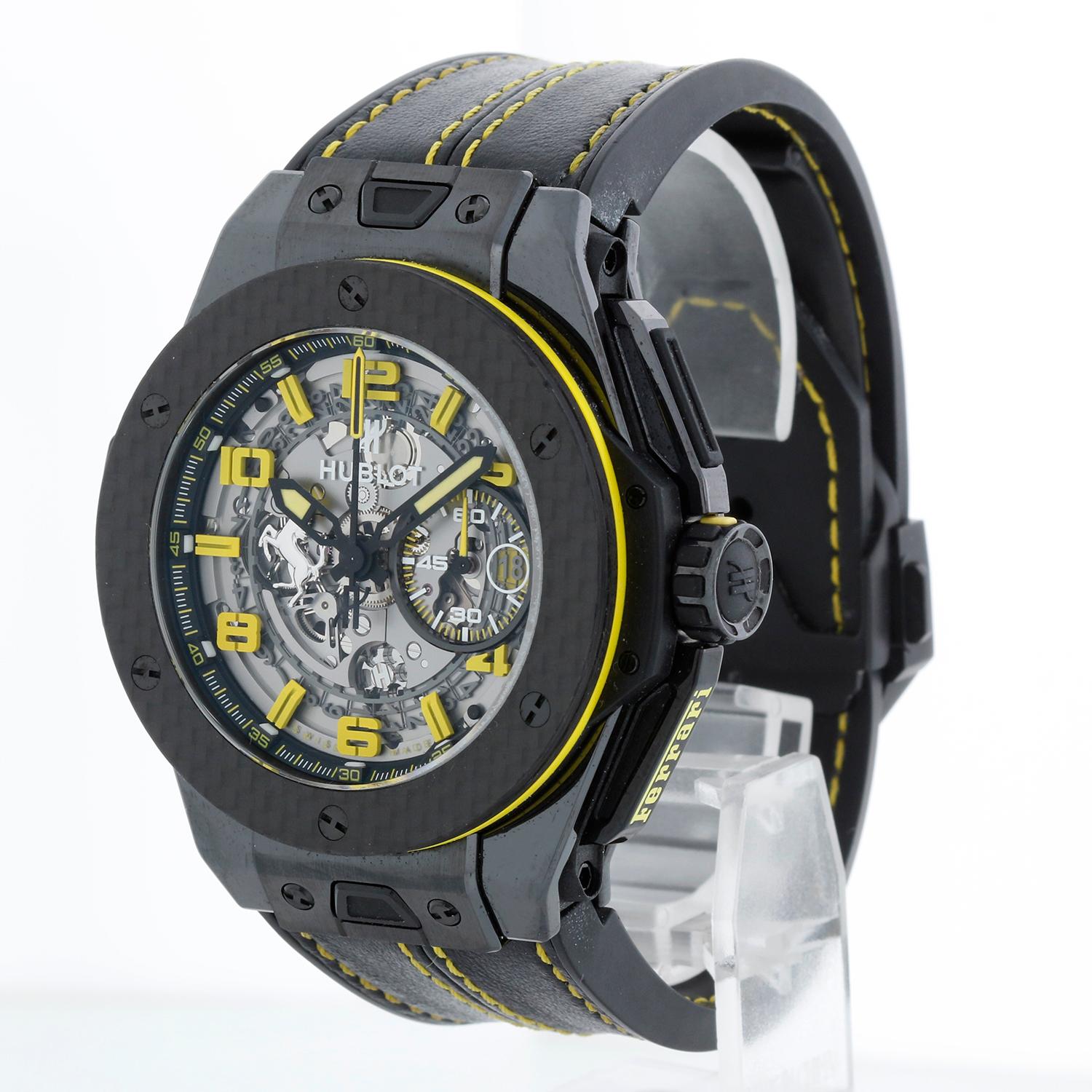 Men's Hublot Big Bang Ferrari Ceramic Carbon Fiber Chronograph Watch 401.CQ.0129.VR For Sale