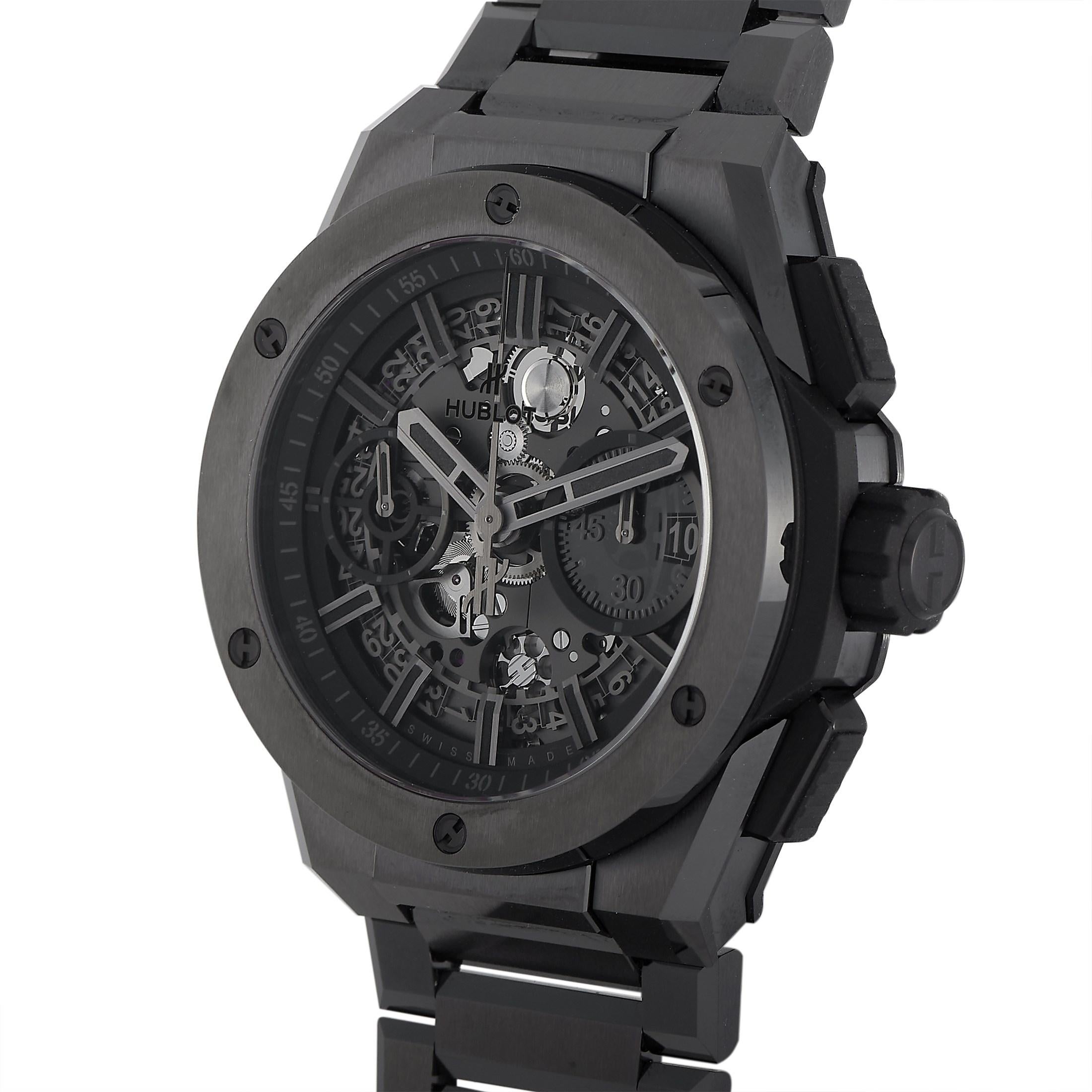 The Hublot Big Bang Integral Watch, reference number 451.CX.1140.CX, is a contemporary take on a classic timepiece. 

A 42mm case, bezel, and bracelet crafted from black ceramic provides the perfect foundation for this bold, stylish accessory. But