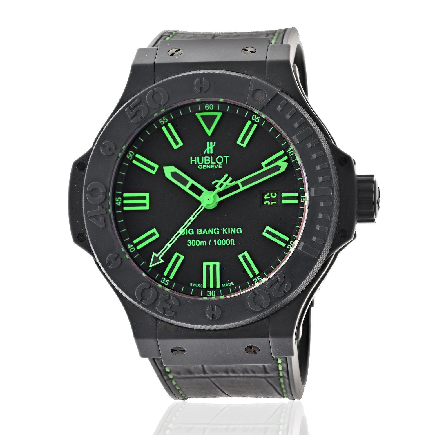 Hublot Big Bang King Herrenuhr mit schwarzer und grüner Keramik am Riemen im Zustand „Hervorragend“ in New York, NY