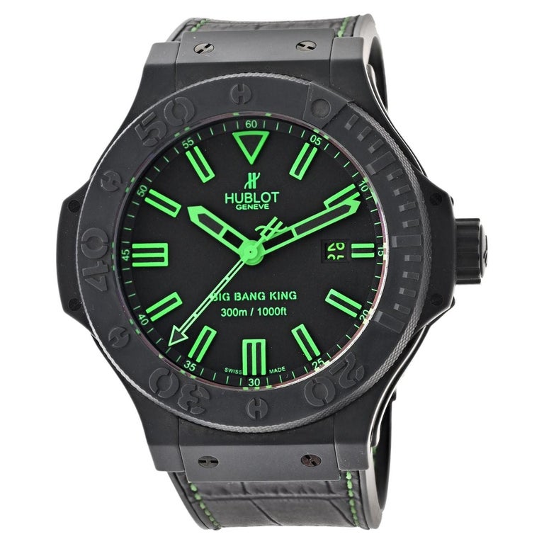 Hublot Big Bang King 48mm All Black Green Ceramic On Strap Mens Watch