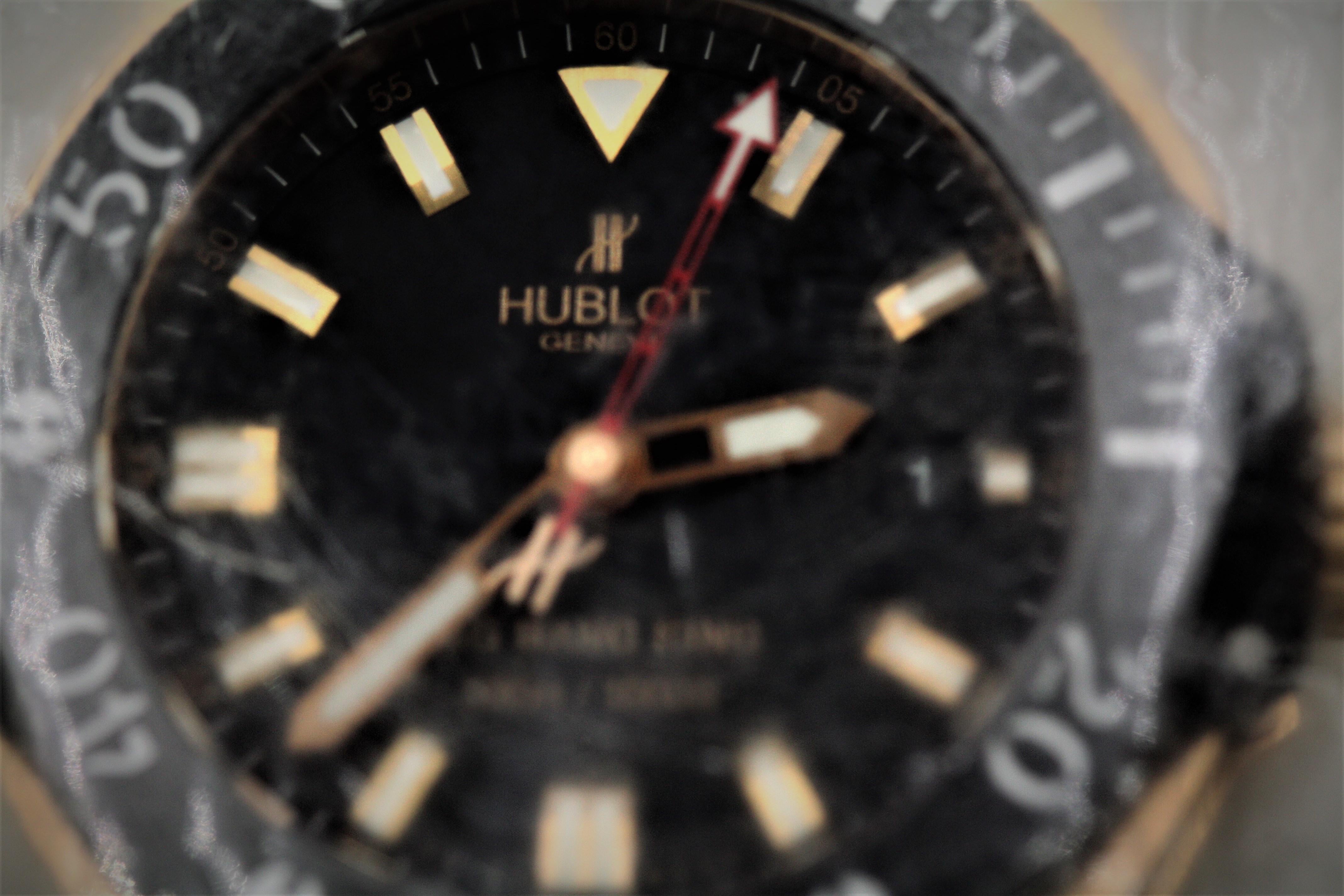 Hublot Big Bang King Black Dial 18 Karat Gold Ceramic Case Rubber Men's Watch For Sale 4
