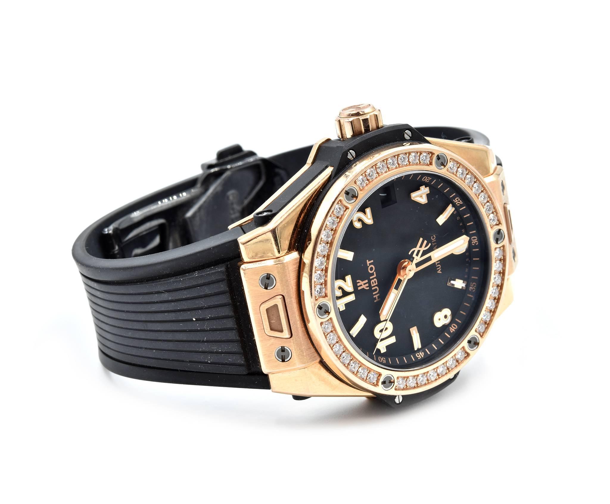 Hublot Ladies Rose Gold Big Bang One Click Automatic Wristwatch In Excellent Condition In Scottsdale, AZ