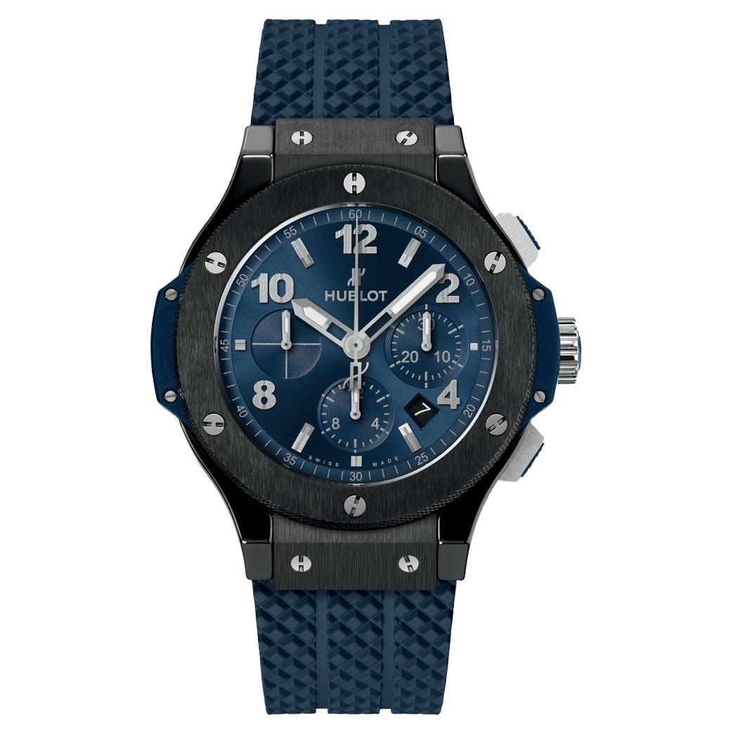 Hublot Big Bang Original Ceramic Blue 44mm Blue Dial Rubber Watch 301.CM.710.RX For Sale